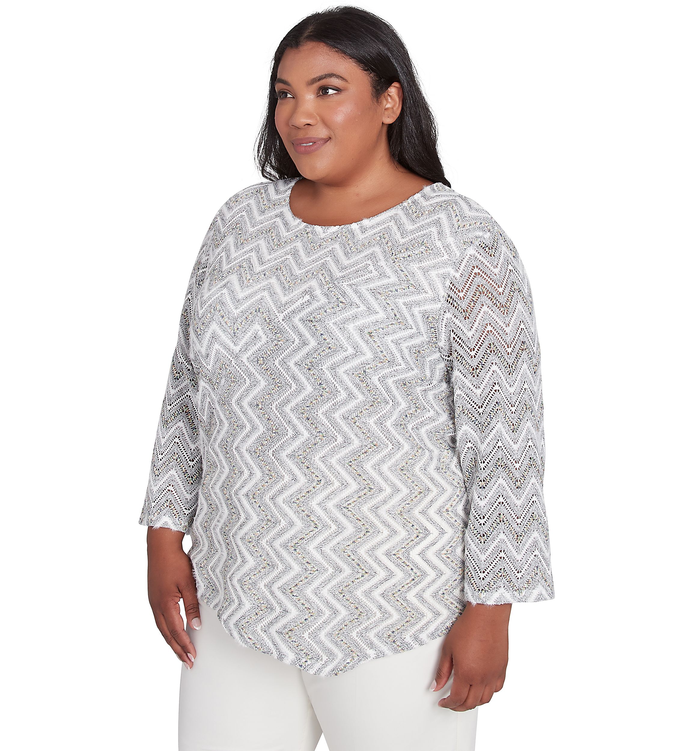 Plus Size Copenhagen Spliced Zig Zag T-Shirt 