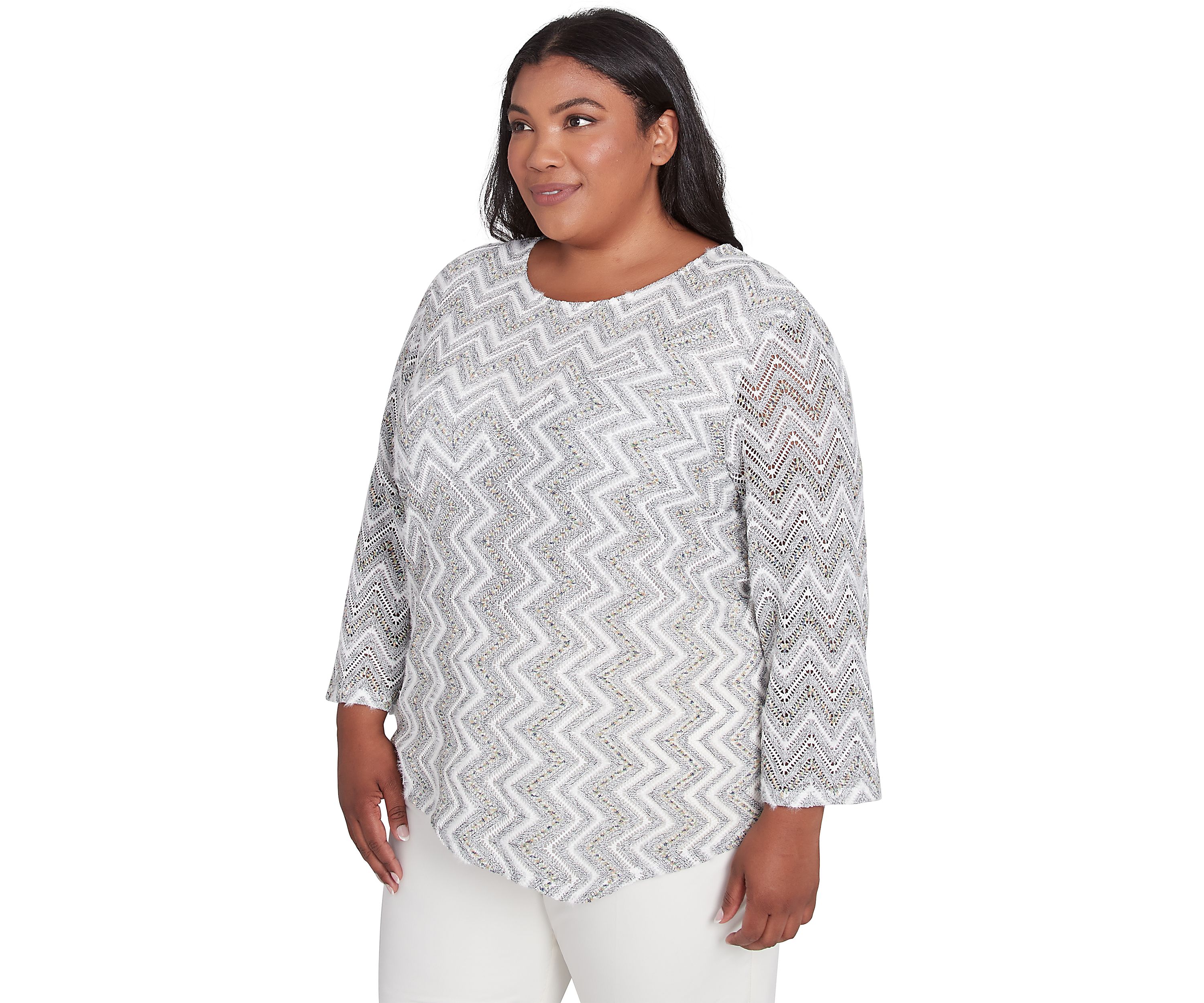 Plus Size Copenhagen Spliced Zig Zag T-Shirt 