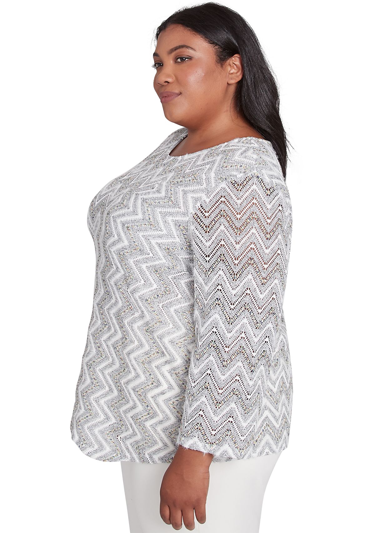 Plus Size Copenhagen Spliced Zig Zag T-Shirt 
