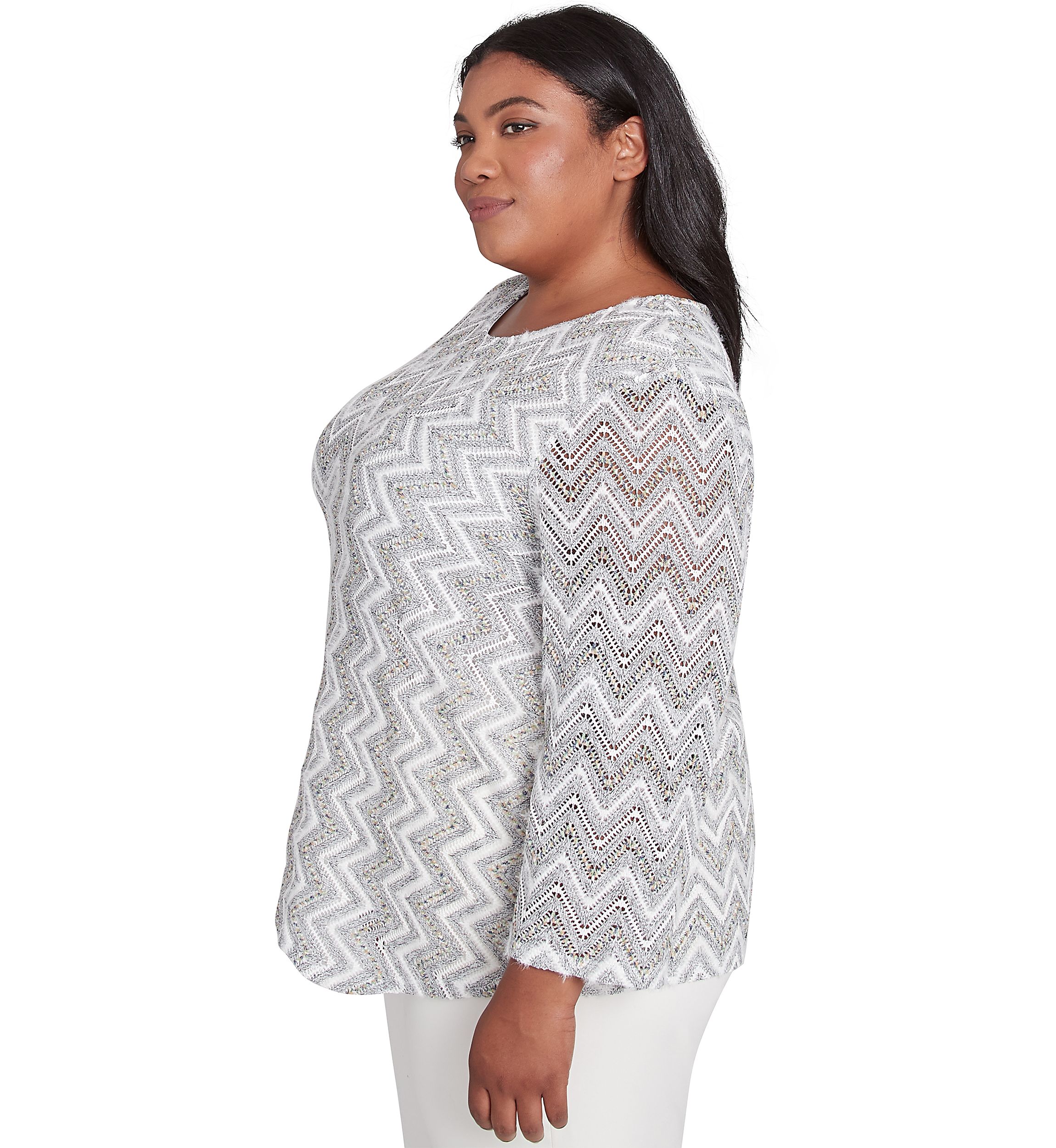 Plus Size Copenhagen Spliced Zig Zag T-Shirt 
