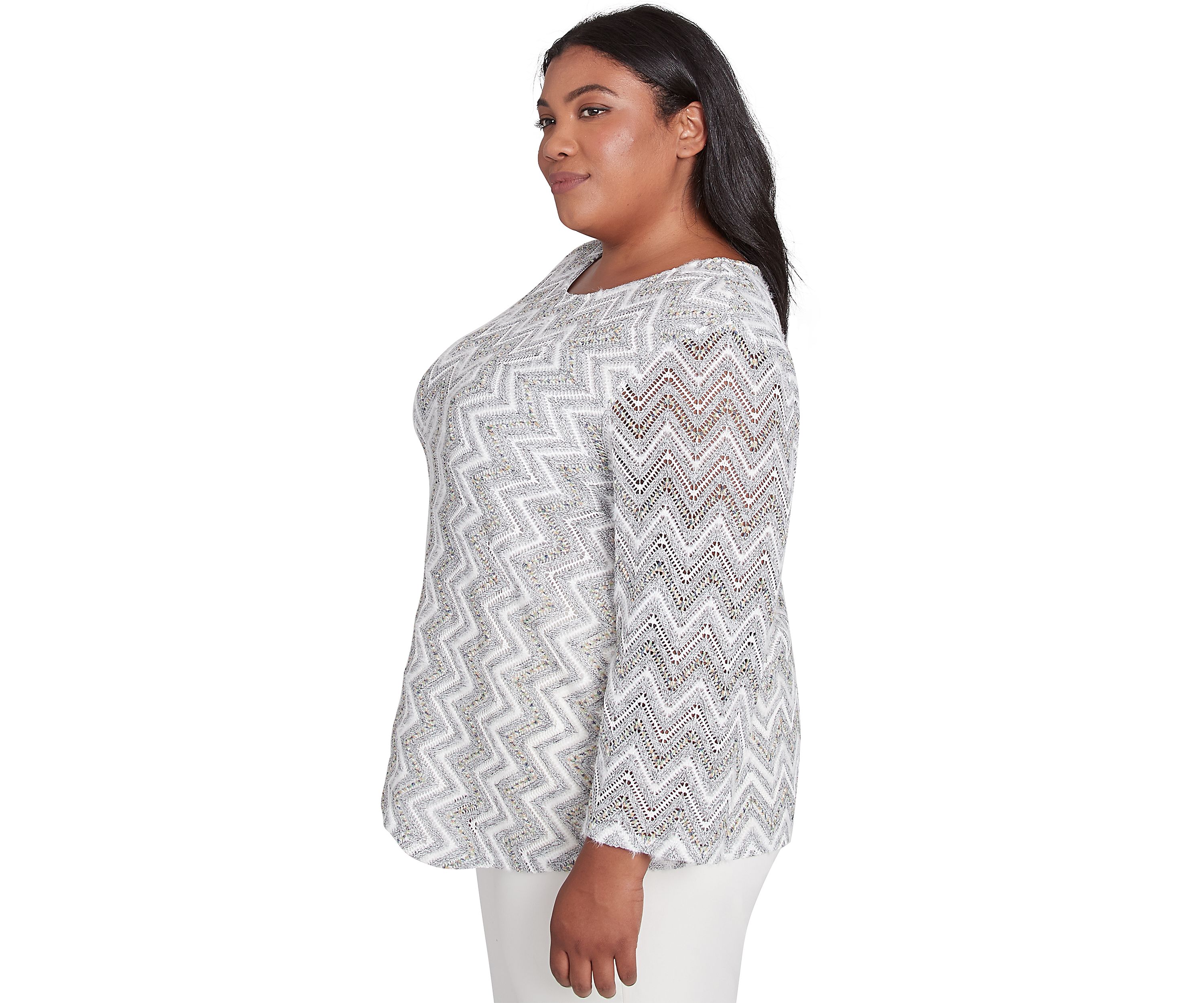 Plus Size Copenhagen Spliced Zig Zag T-Shirt 