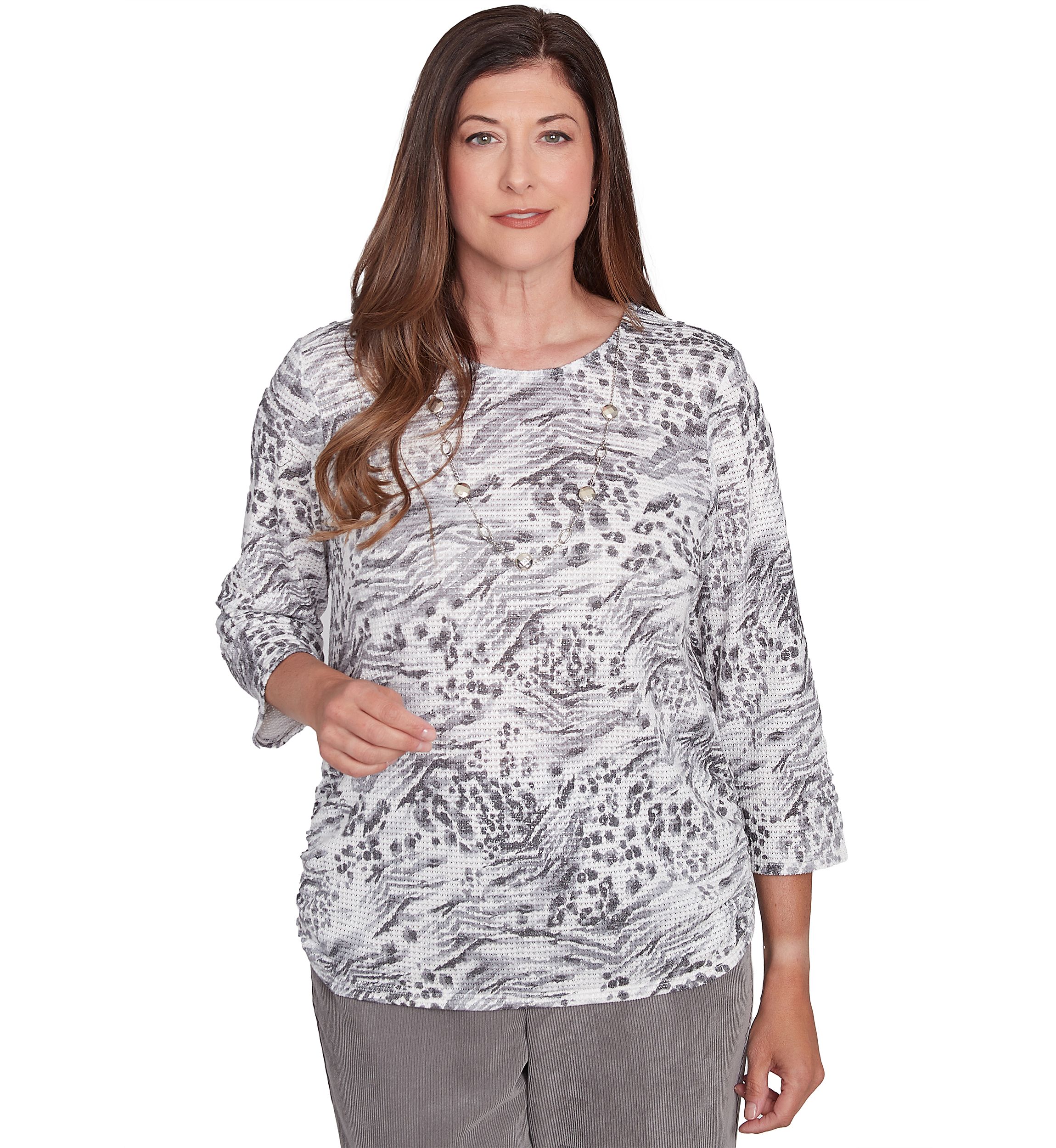 Petite Copenhagen Monotone Animal Print Top