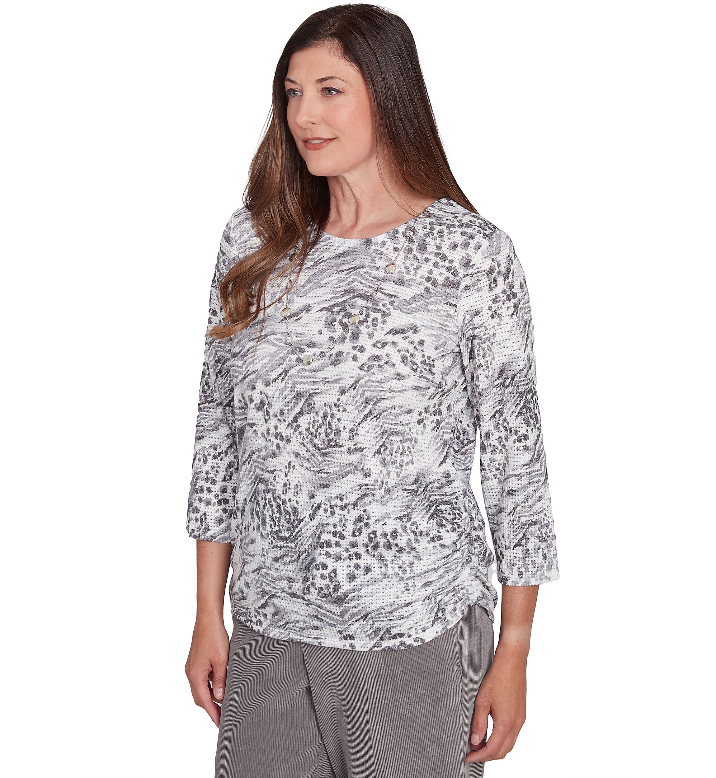 Petite Copenhagen Monotone Animal Print Top