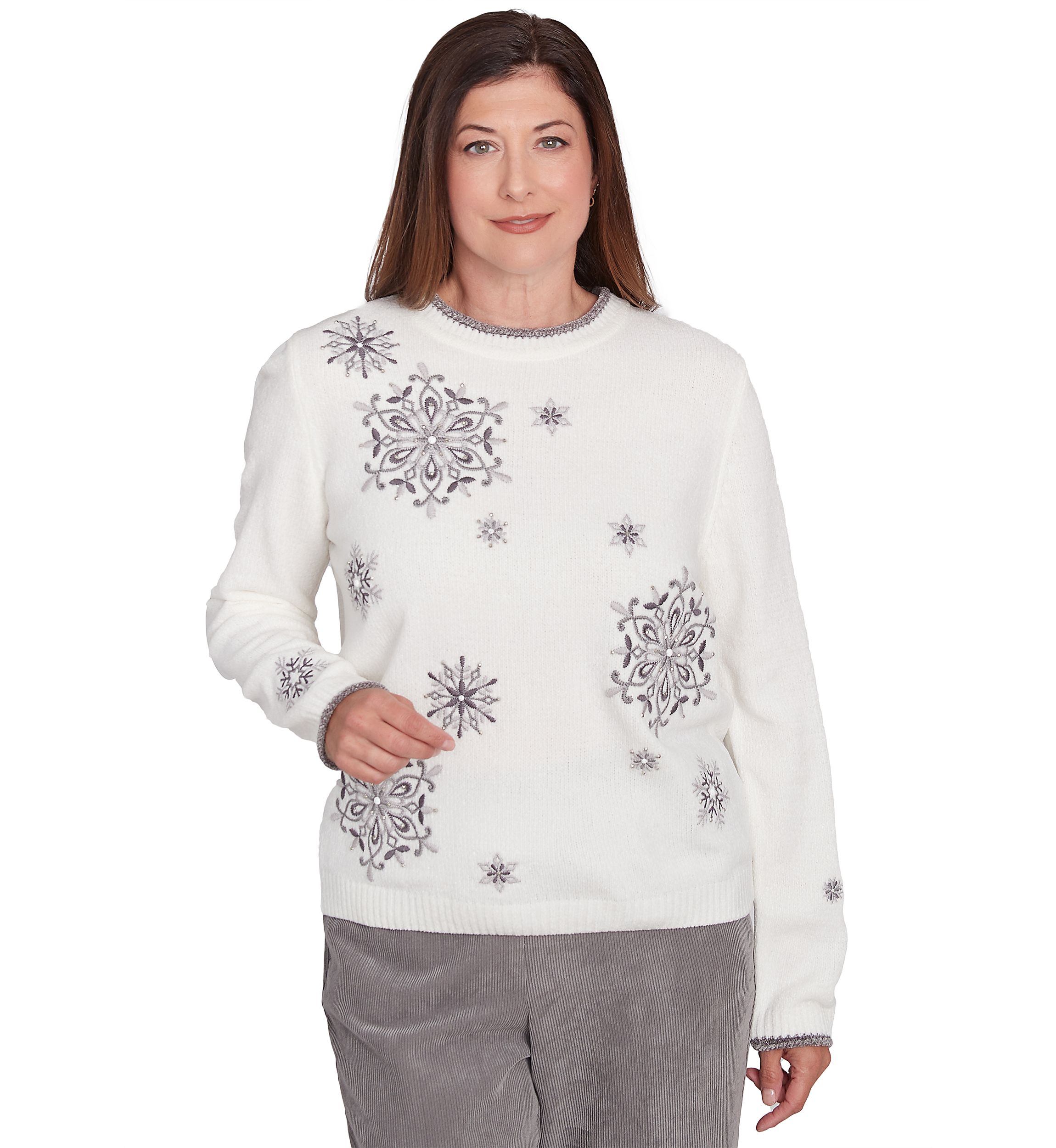 Petite Copenhagen Snowflakes Chenille Knit Top