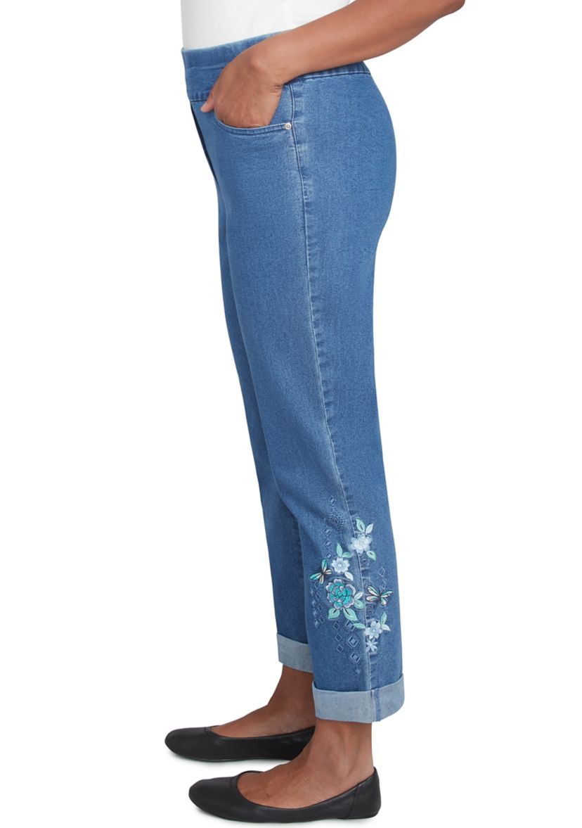 Womens Lake Victoria Embroidered Ankle Pants