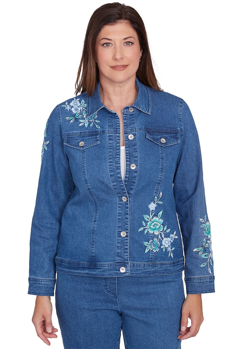 Womens Lake Victoria Embroidered Denim Jacket