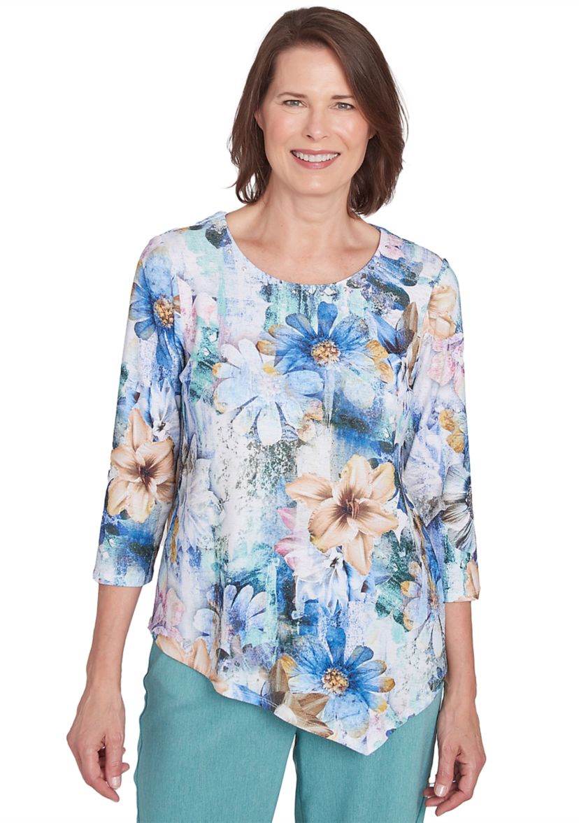 Womens Lake Victoria Watercolor Floral T-Shirt