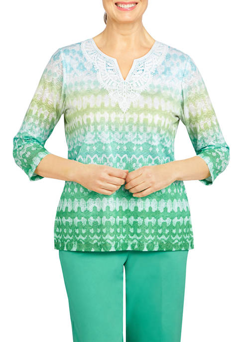 Alfred Dunner Petite Ombr&eacute; Ikat Knit Top