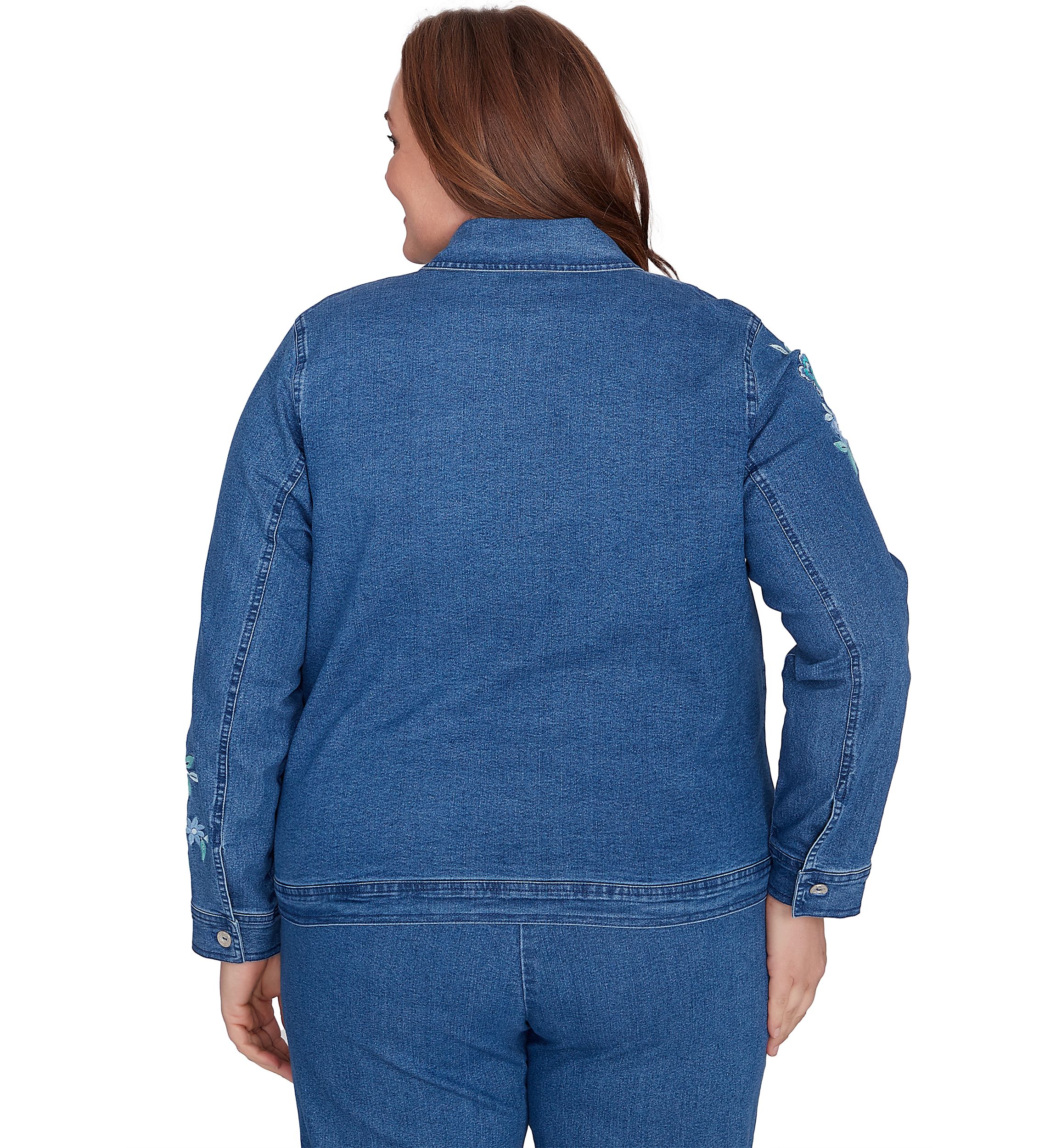 Plus Size Lake Victoria Embroidered Denim Jacket