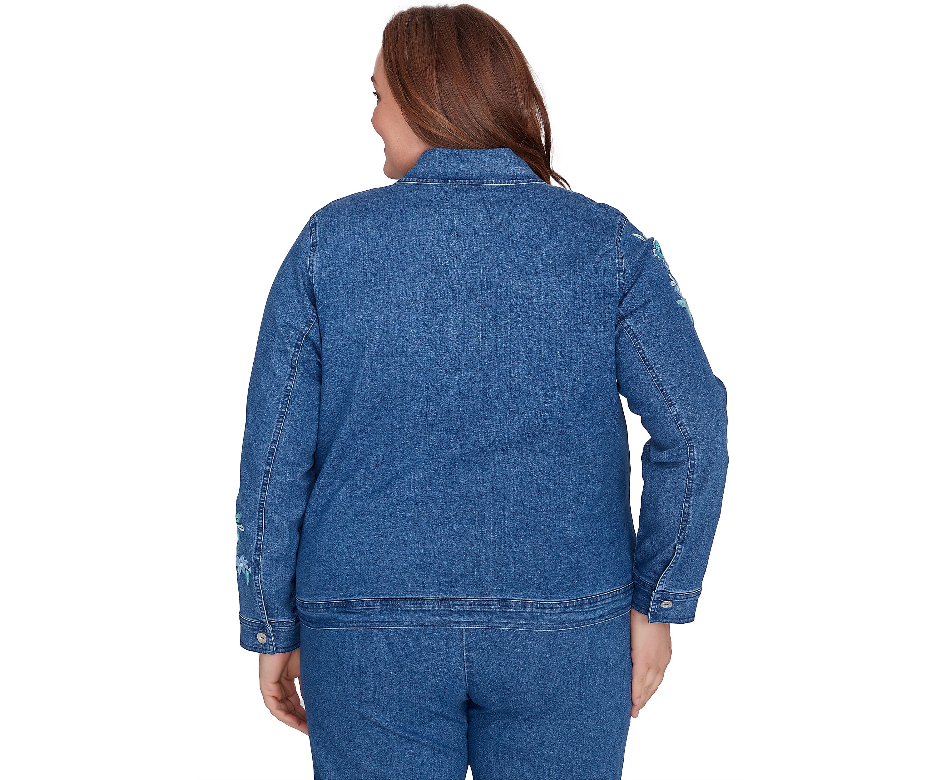 Plus Size Lake Victoria Embroidered Denim Jacket