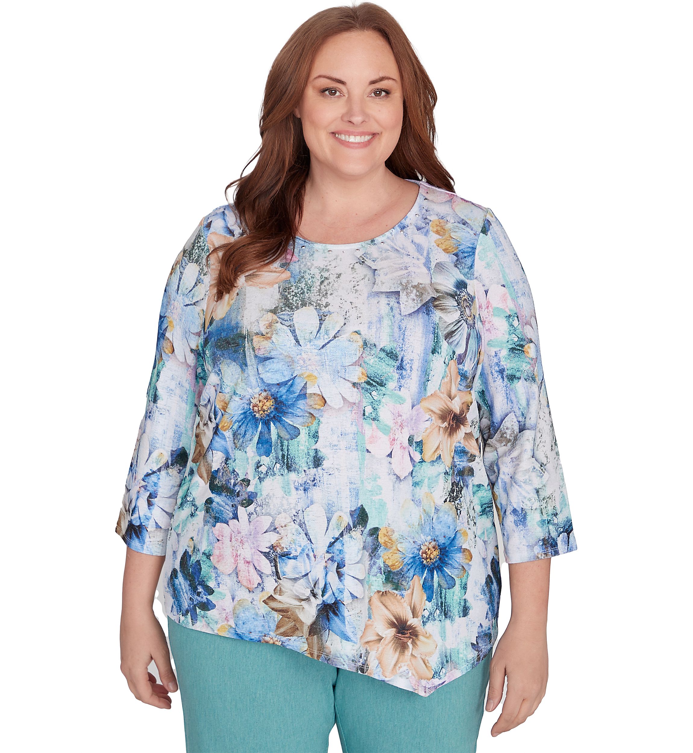 Plus Size Lake Victoria Watercolor Floral Top