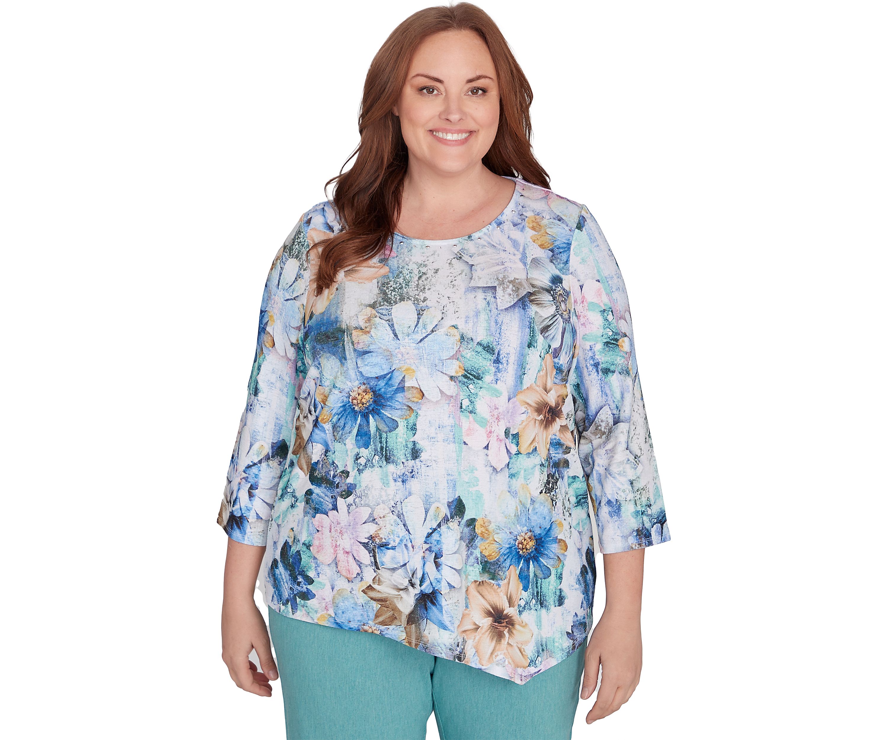 Plus Size Lake Victoria Watercolor Floral Top
