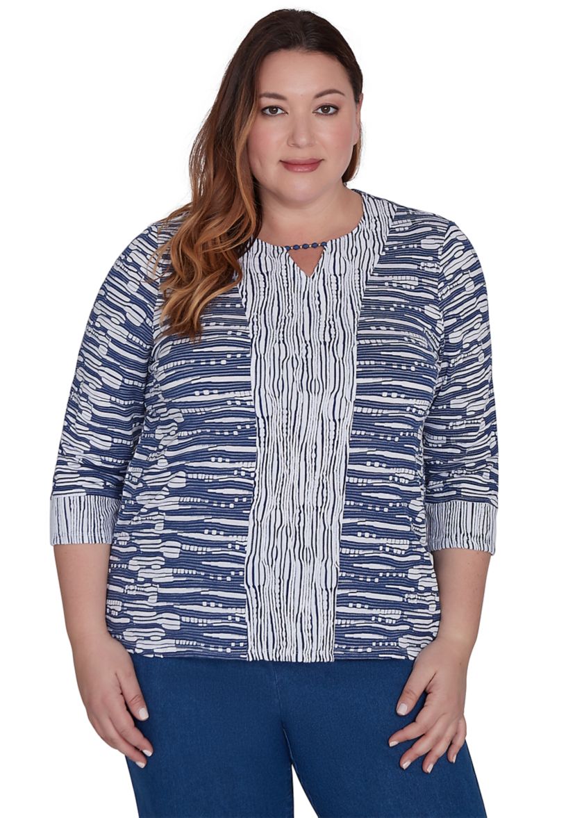 Plus Size Lake Victoria Spliced Texture Top