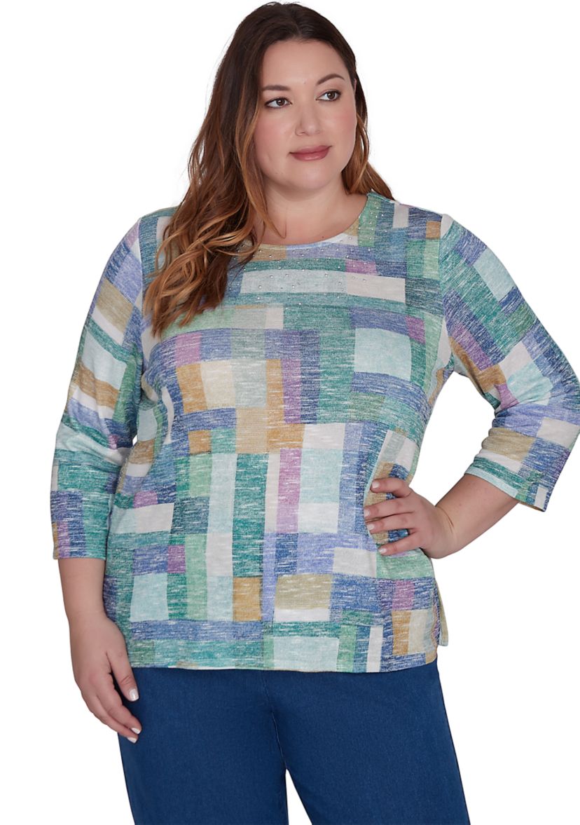 Plus Size Lake Victoria Color Block T-Shirt 
