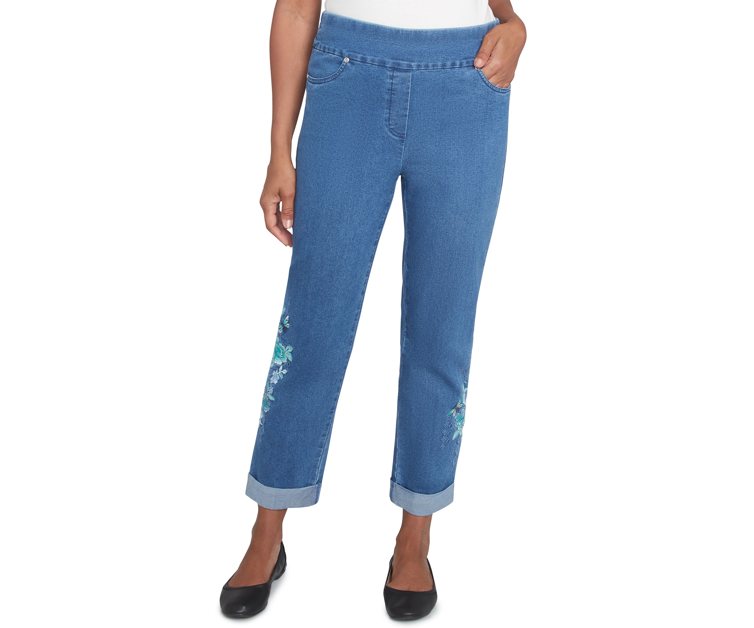 Petite Lake Victoria Embroidered Ankle Pants