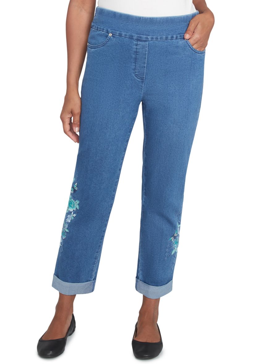 Petite Lake Victoria Embroidered Ankle Pants