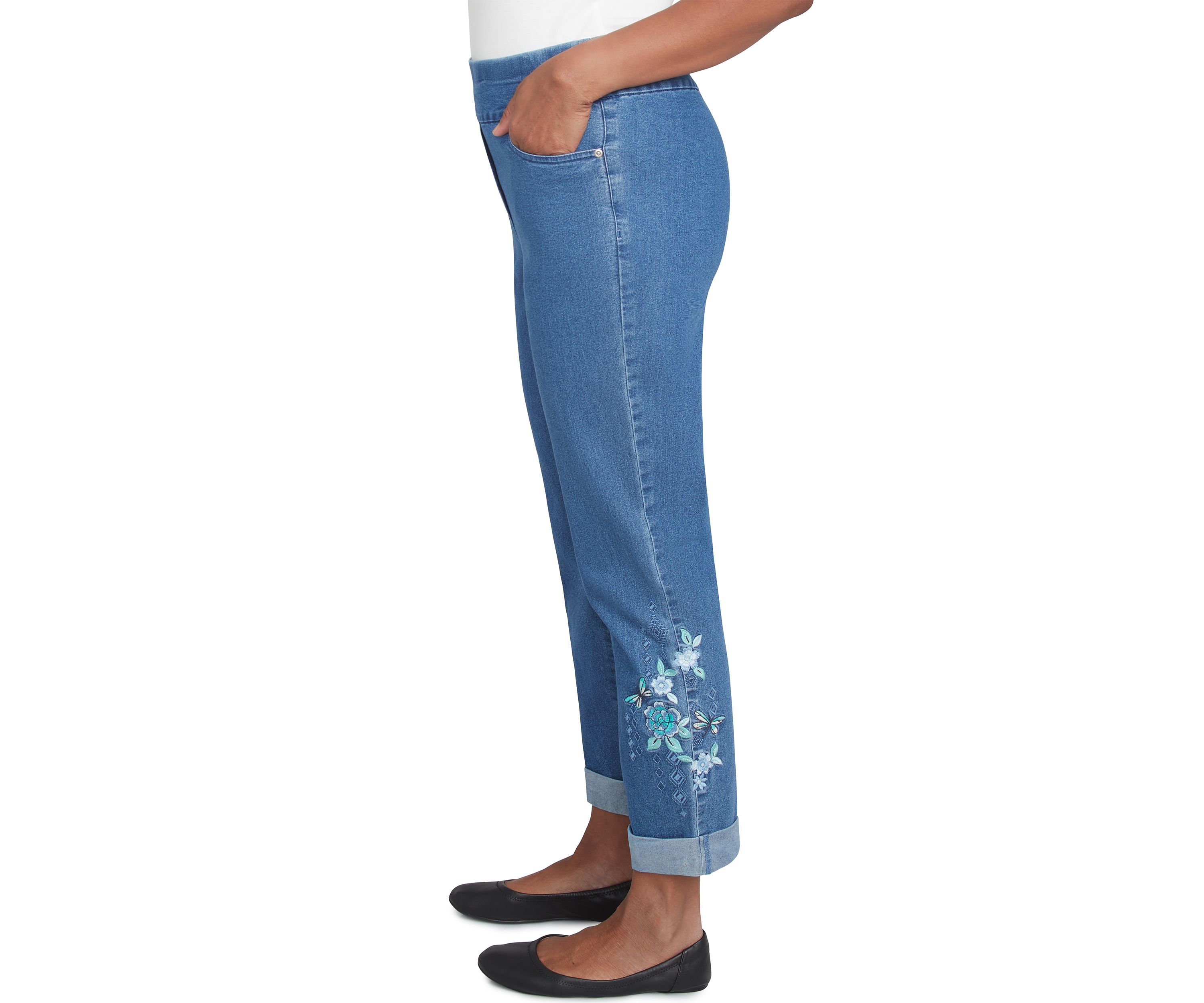Petite Lake Victoria Embroidered Ankle Pants