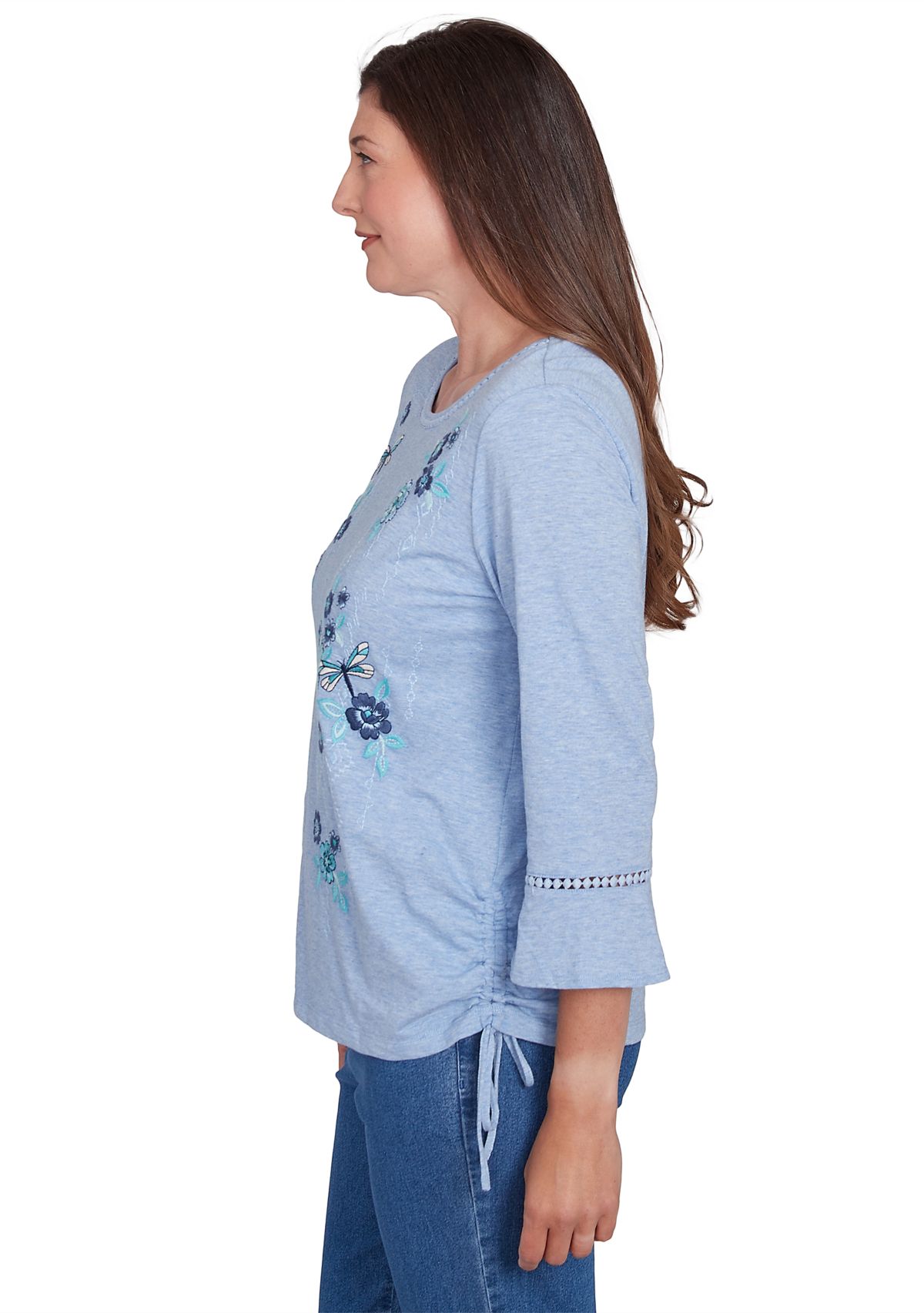 Petite Lake Victoria Embroidered Floral Butterfly Top