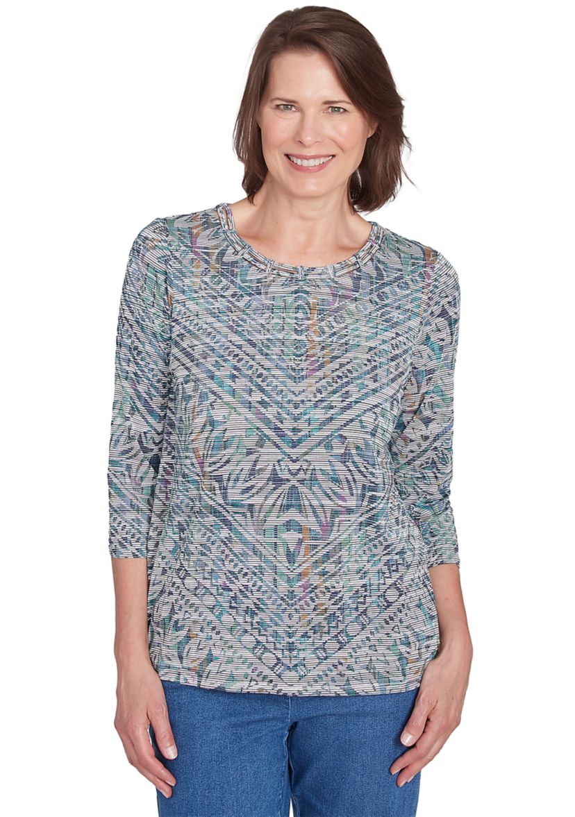 Petite Lake Victoria Chevron Stripe Printed Top