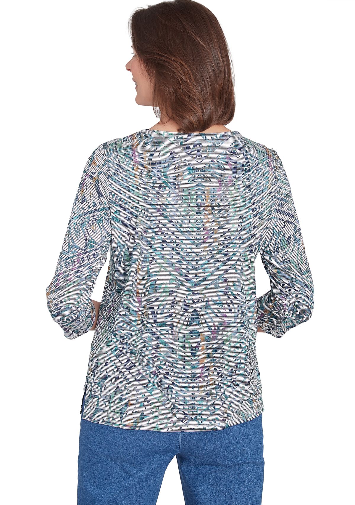 Petite Lake Victoria Chevron Stripe Printed Top