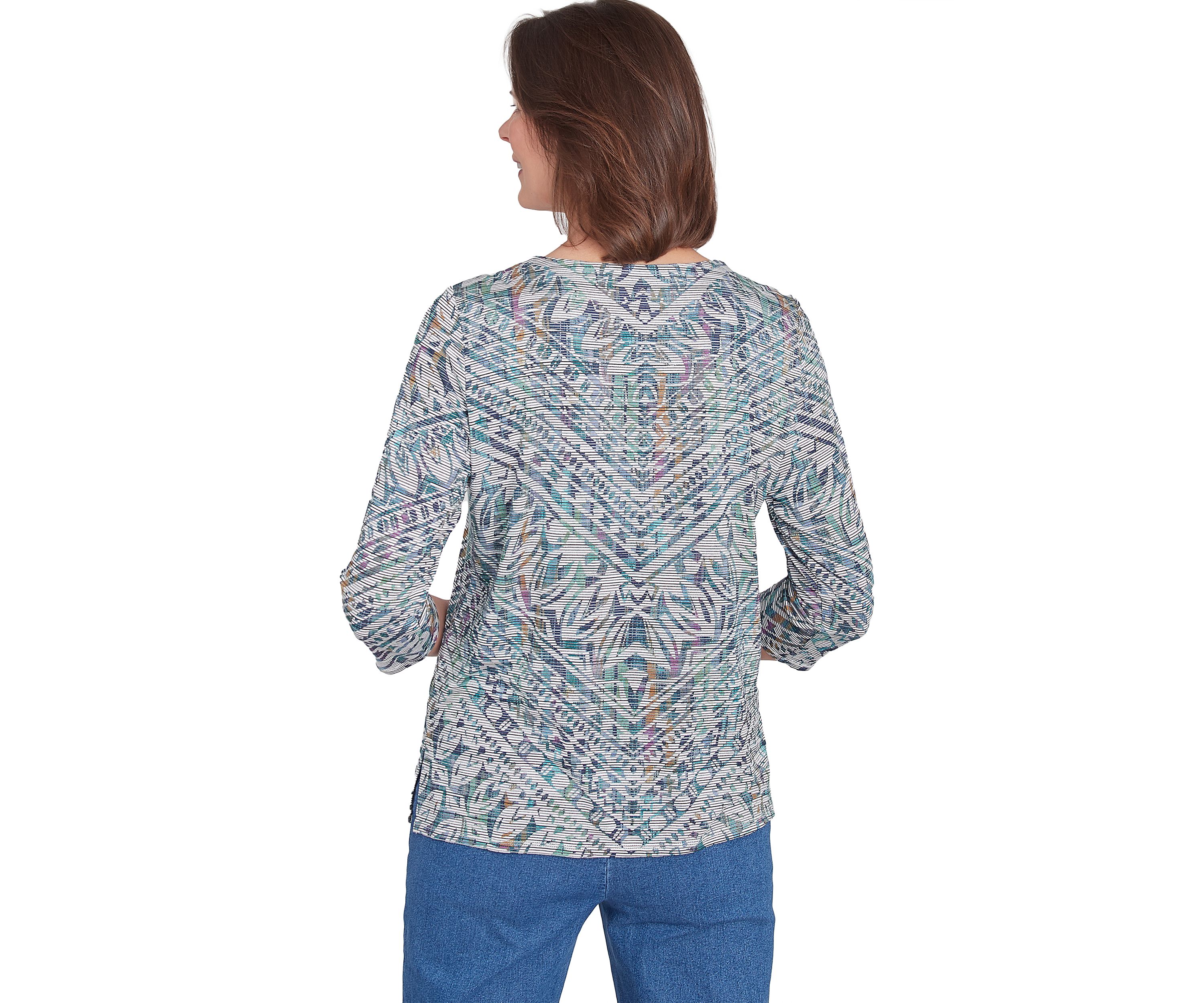 Petite Lake Victoria Chevron Stripe Printed Top