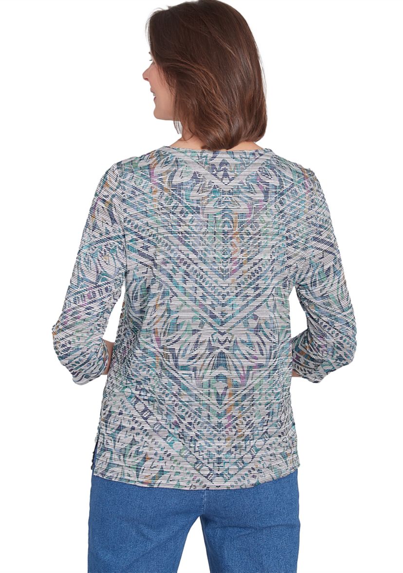 Petite Lake Victoria Chevron Stripe Printed Top