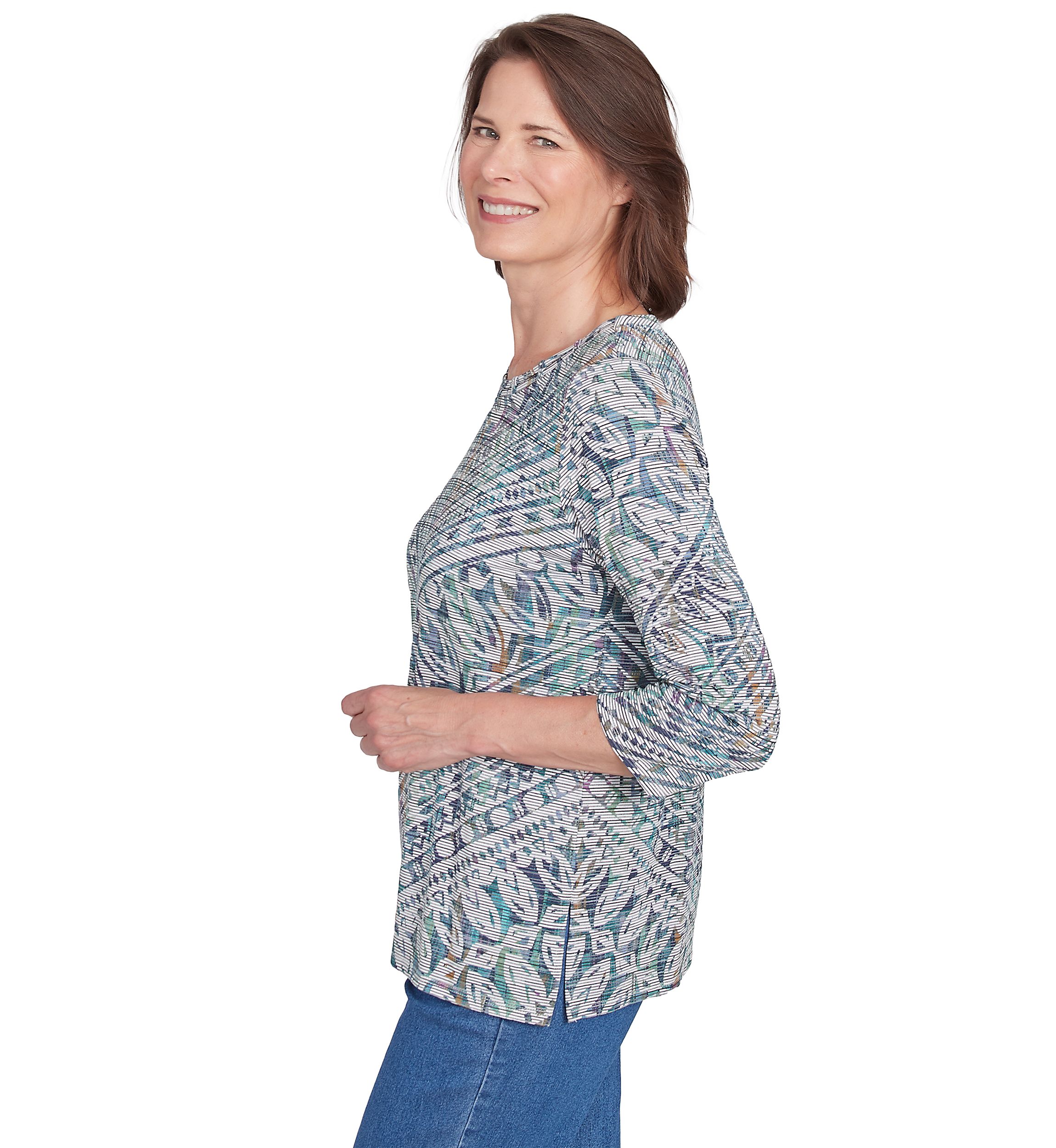 Petite Lake Victoria Chevron Stripe Printed Top