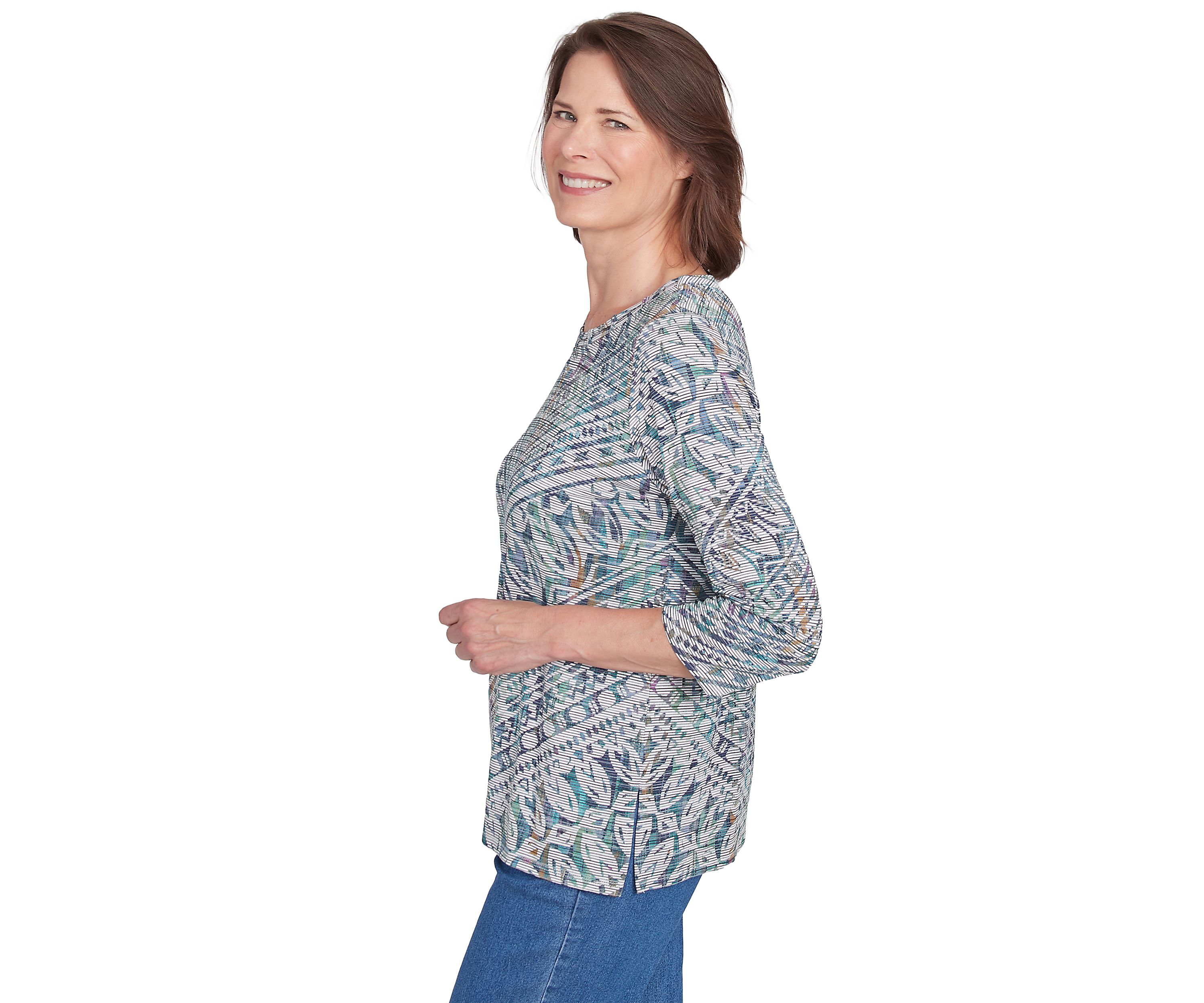 Petite Lake Victoria Chevron Stripe Printed Top