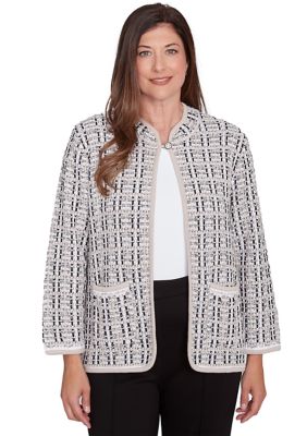 Alfred Dunner Women's Romancing The Stone Texture Sweater Knit Jacket