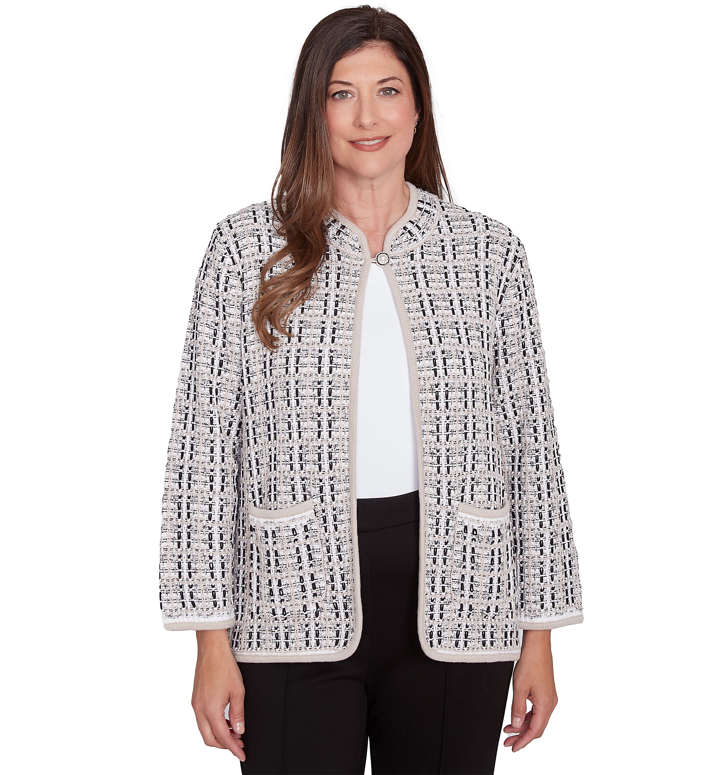 Womens Romancing The Stone Texture Sweater Knit Jacket