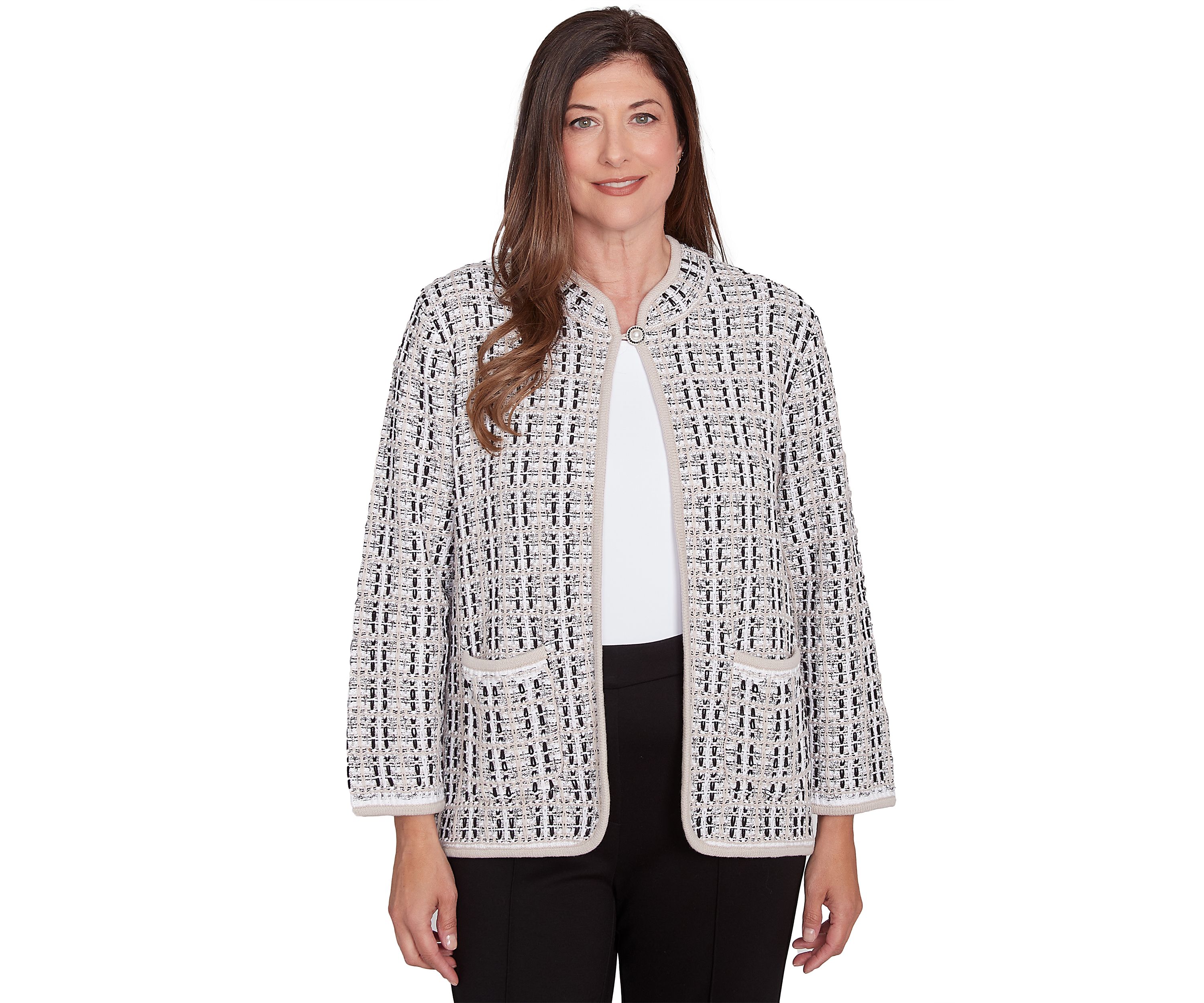 Womens Romancing The Stone Texture Sweater Knit Jacket