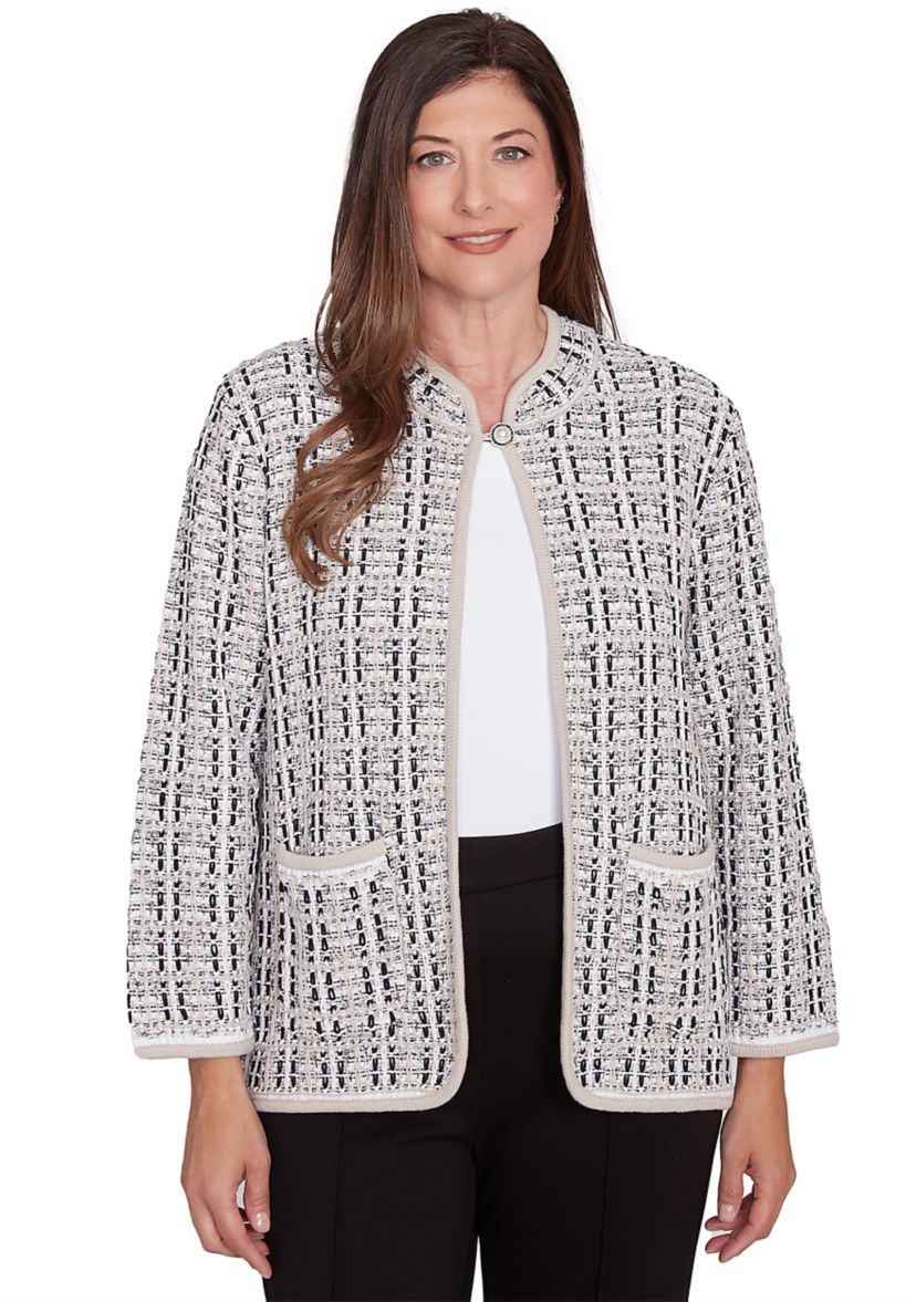 Womens Romancing The Stone Texture Sweater Knit Jacket
