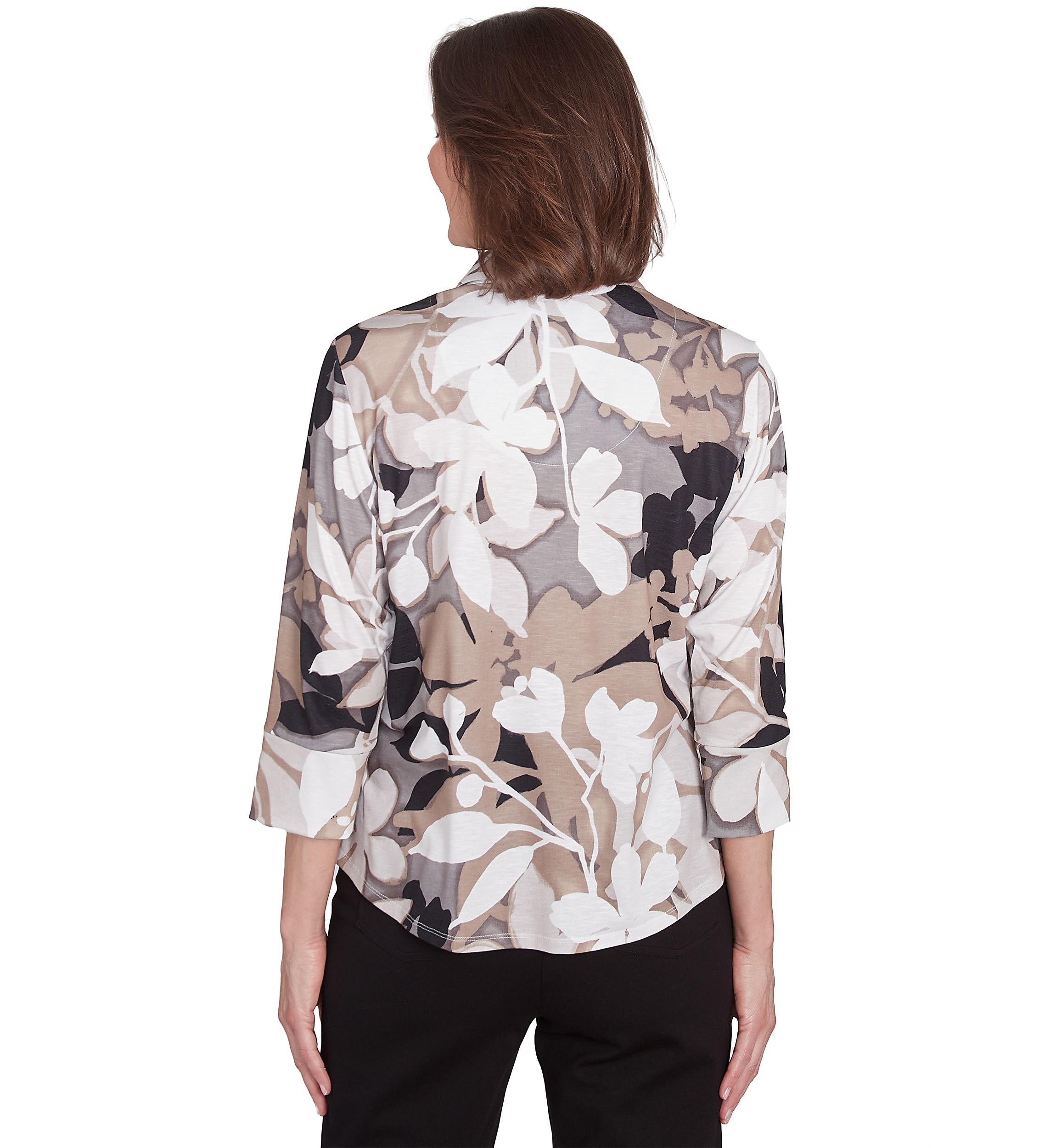 Womens  Romancing The Stone Shadow Leaf Knit Shirt
