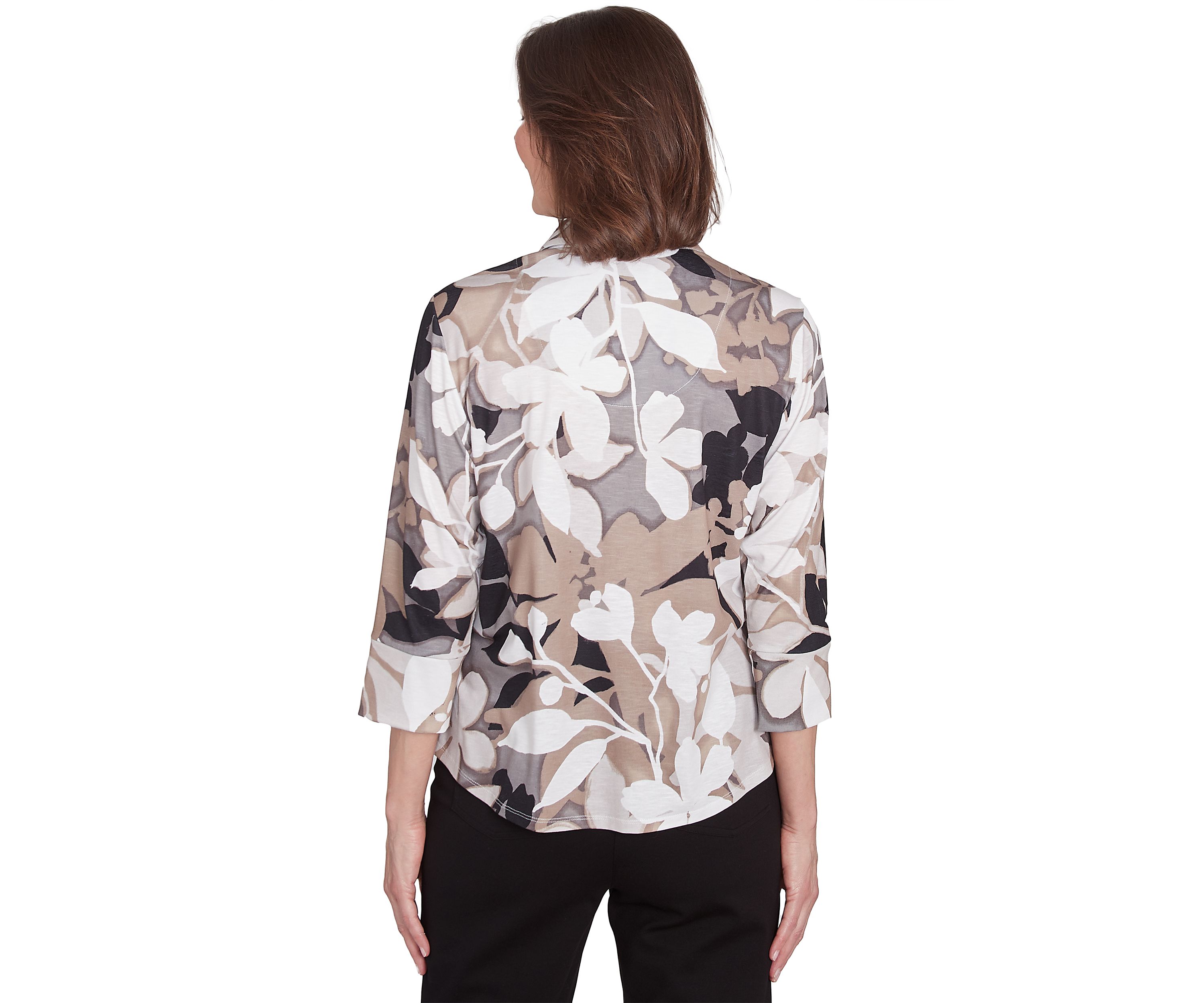 Womens  Romancing The Stone Shadow Leaf Knit Shirt