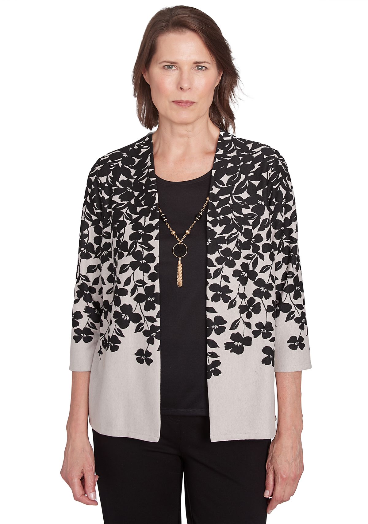 Womens Romancing The Stone Cascade Leaves Two In One Cardigan 