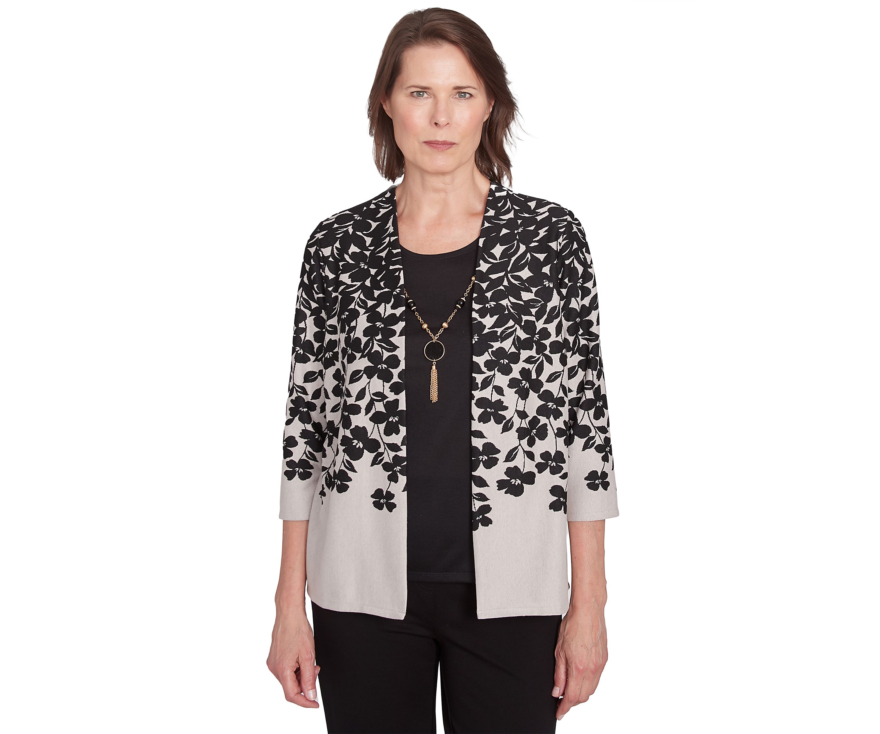 Womens Romancing The Stone Cascade Leaves Two In One Cardigan 