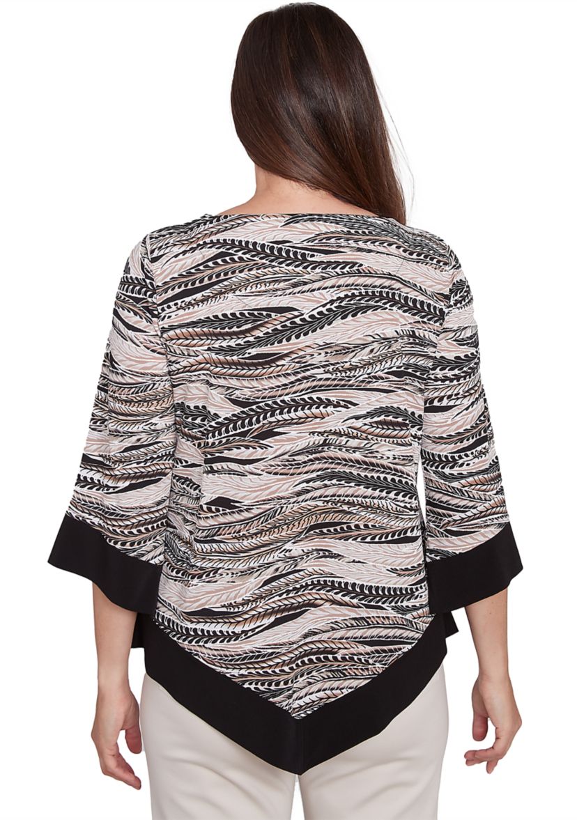 Womens Romancing The Stone Feathers with Trim Top