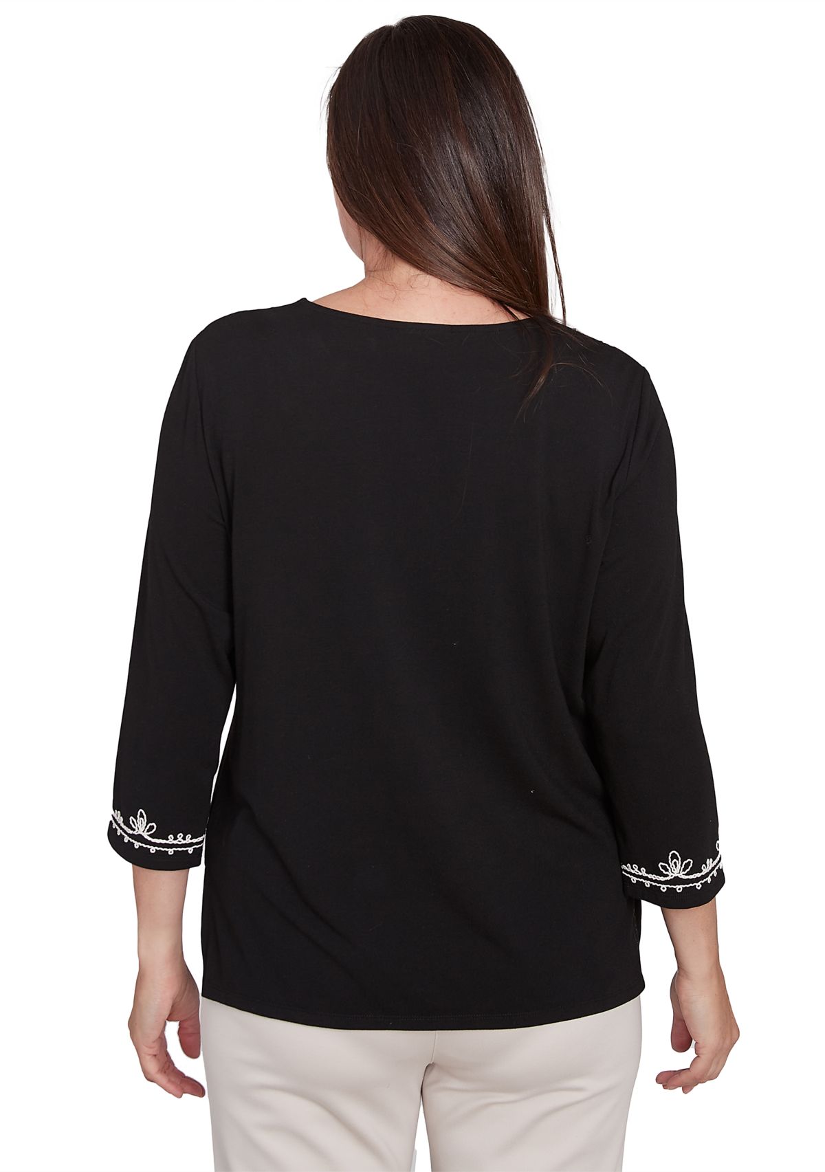 Womens Romancing The Stone Scroll Embroidered Yoke Top