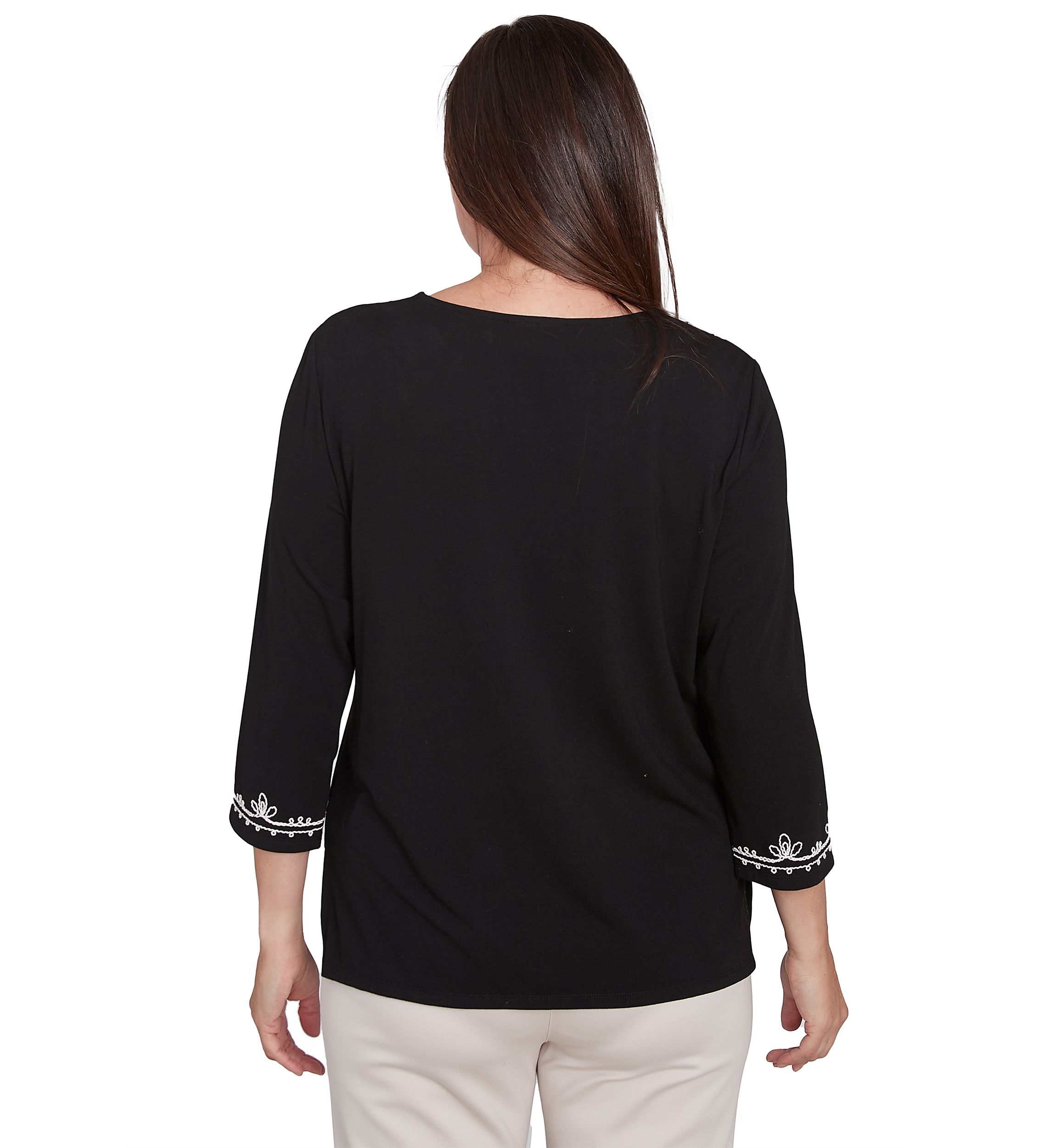 Womens Romancing The Stone Scroll Embroidered Yoke Top