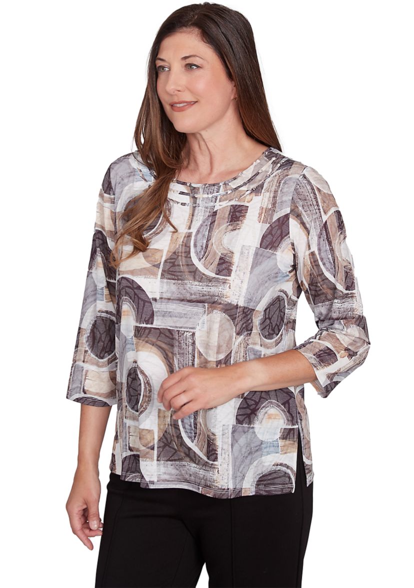 Womens Romancing The Stone Geometric Patch T-Shirt