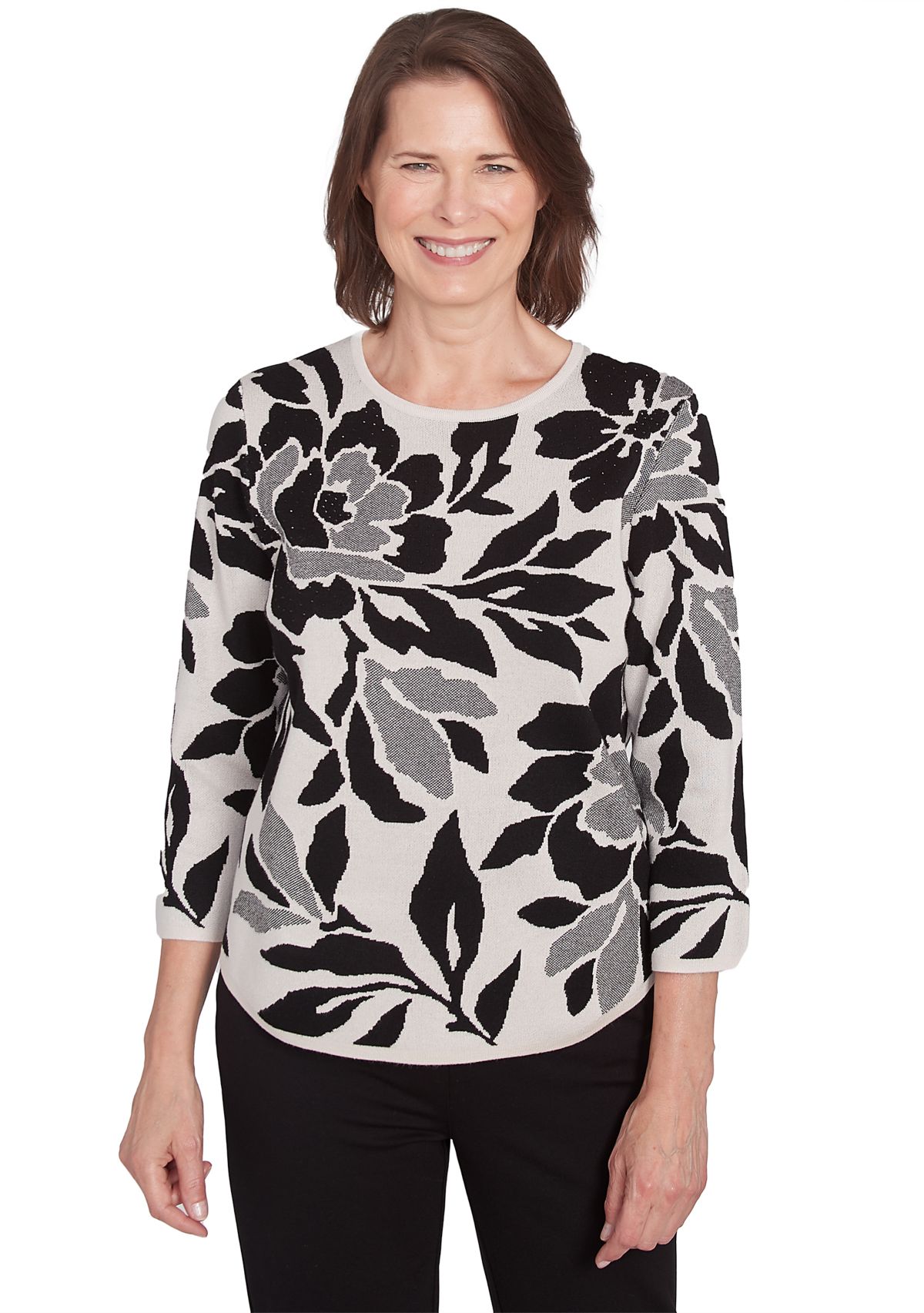Womens Romancing The Stone Floral Jacquard Top
