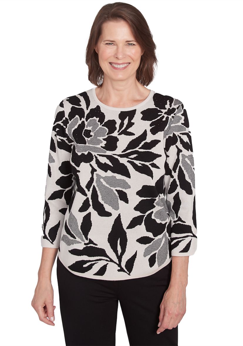 Womens Romancing The Stone Floral Jacquard Top