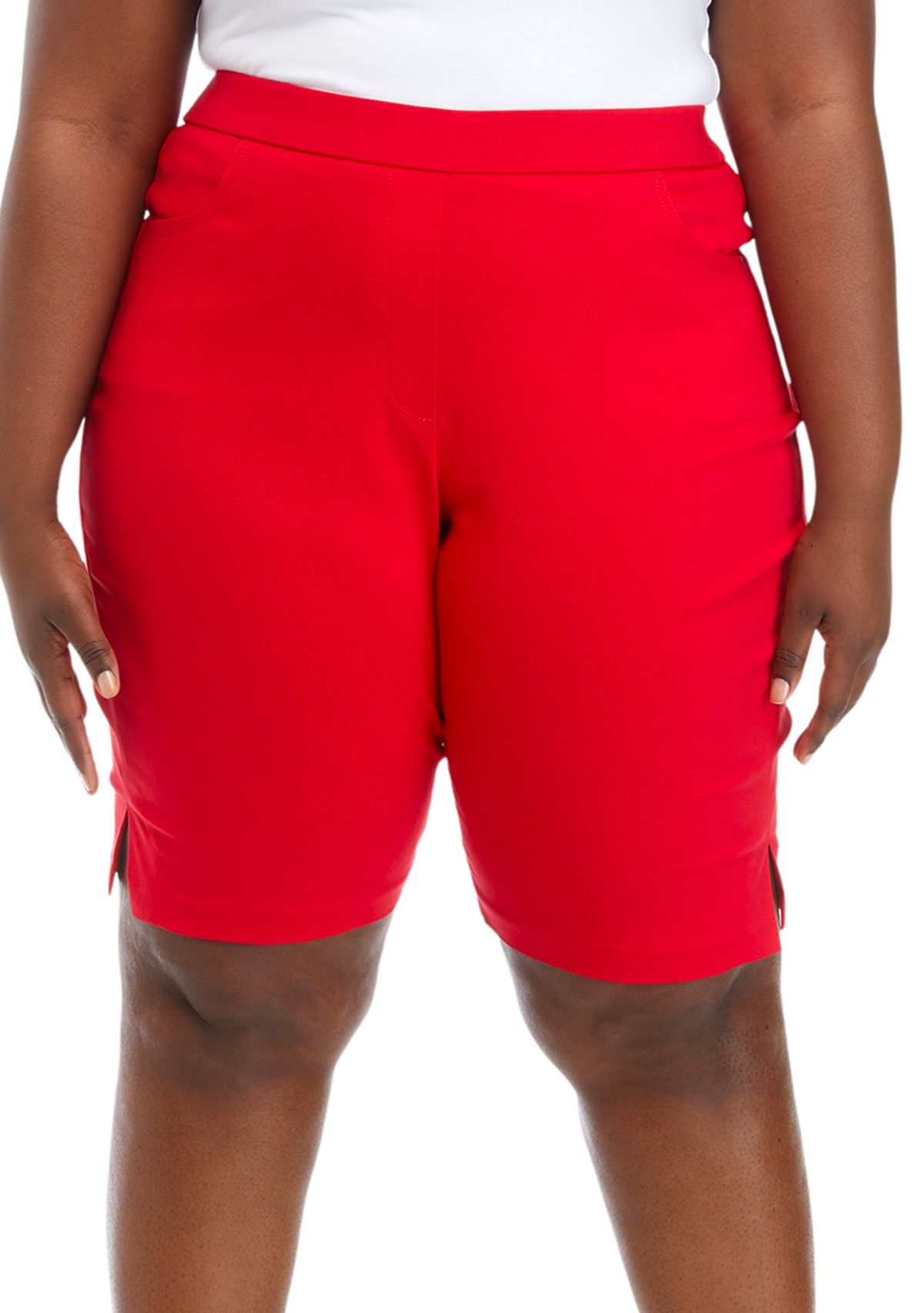 Plus Size Solid Bermuda Shorts