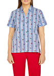 Petite Cherry Stripe Burnout Woven Shirt 