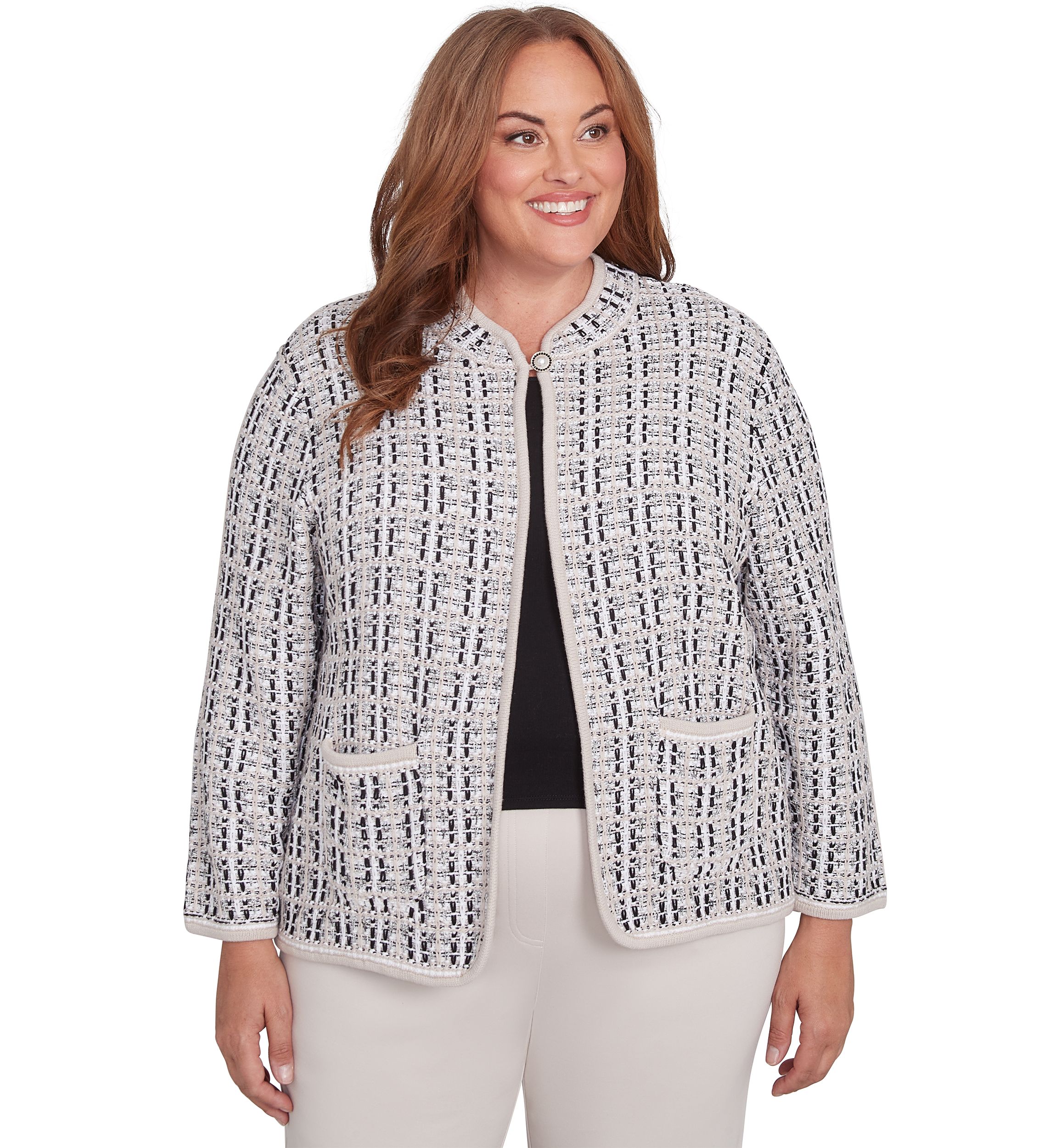 Plus Size Romancing the Stone Texture Sweater Knit Jacket