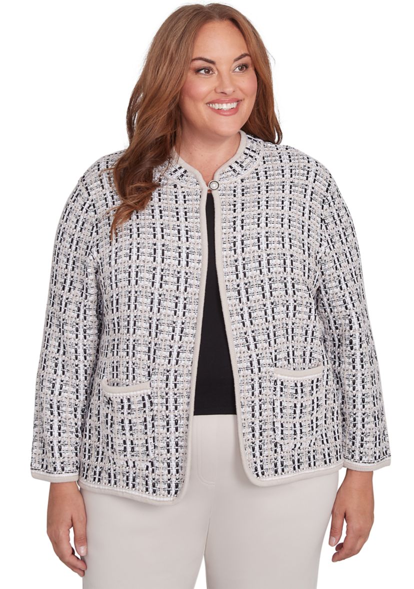 Plus Size Romancing the Stone Texture Sweater Knit Jacket