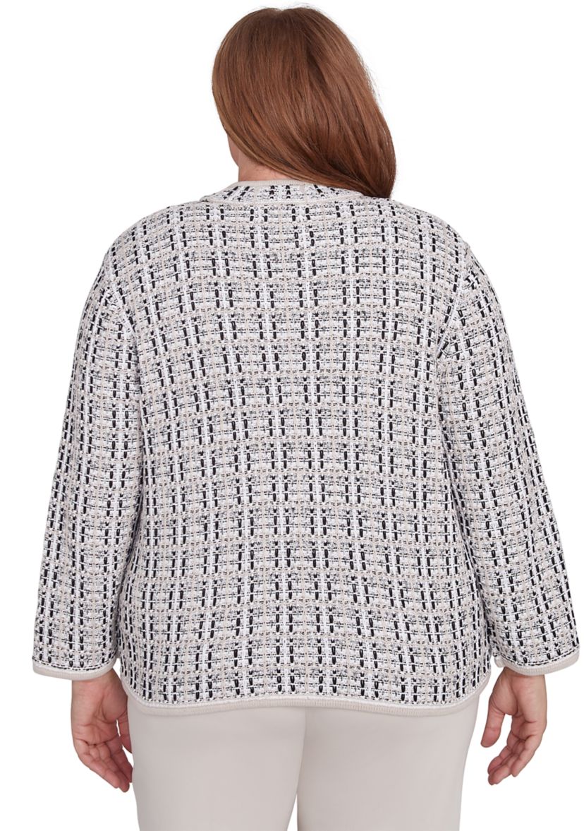 Plus Size Romancing the Stone Texture Sweater Knit Jacket