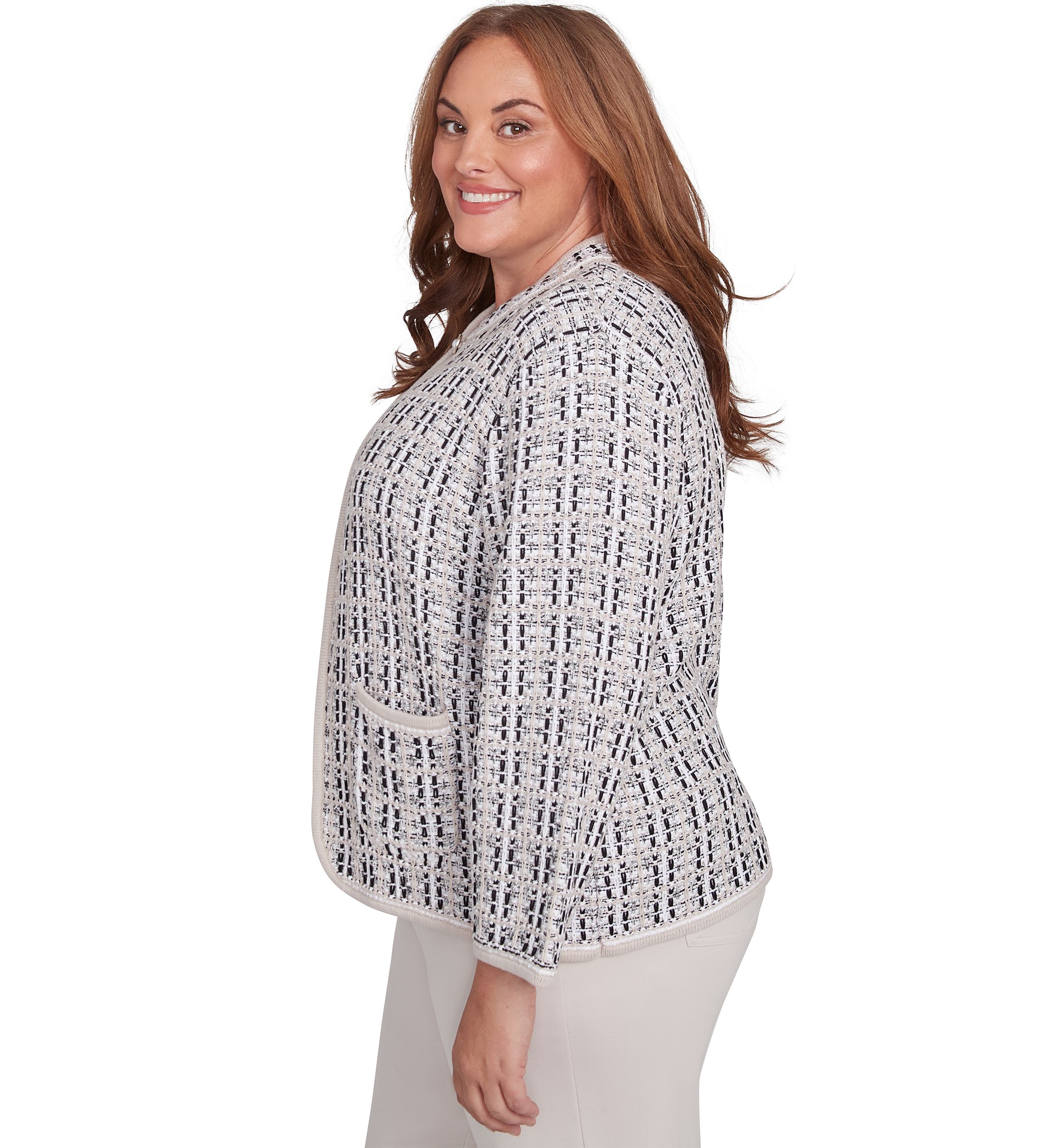 Plus Size Romancing the Stone Texture Sweater Knit Jacket