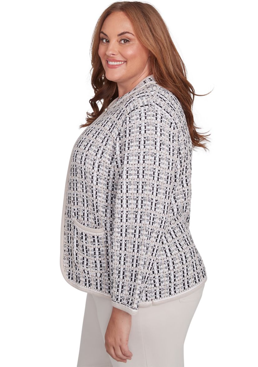 Plus Size Romancing the Stone Texture Sweater Knit Jacket