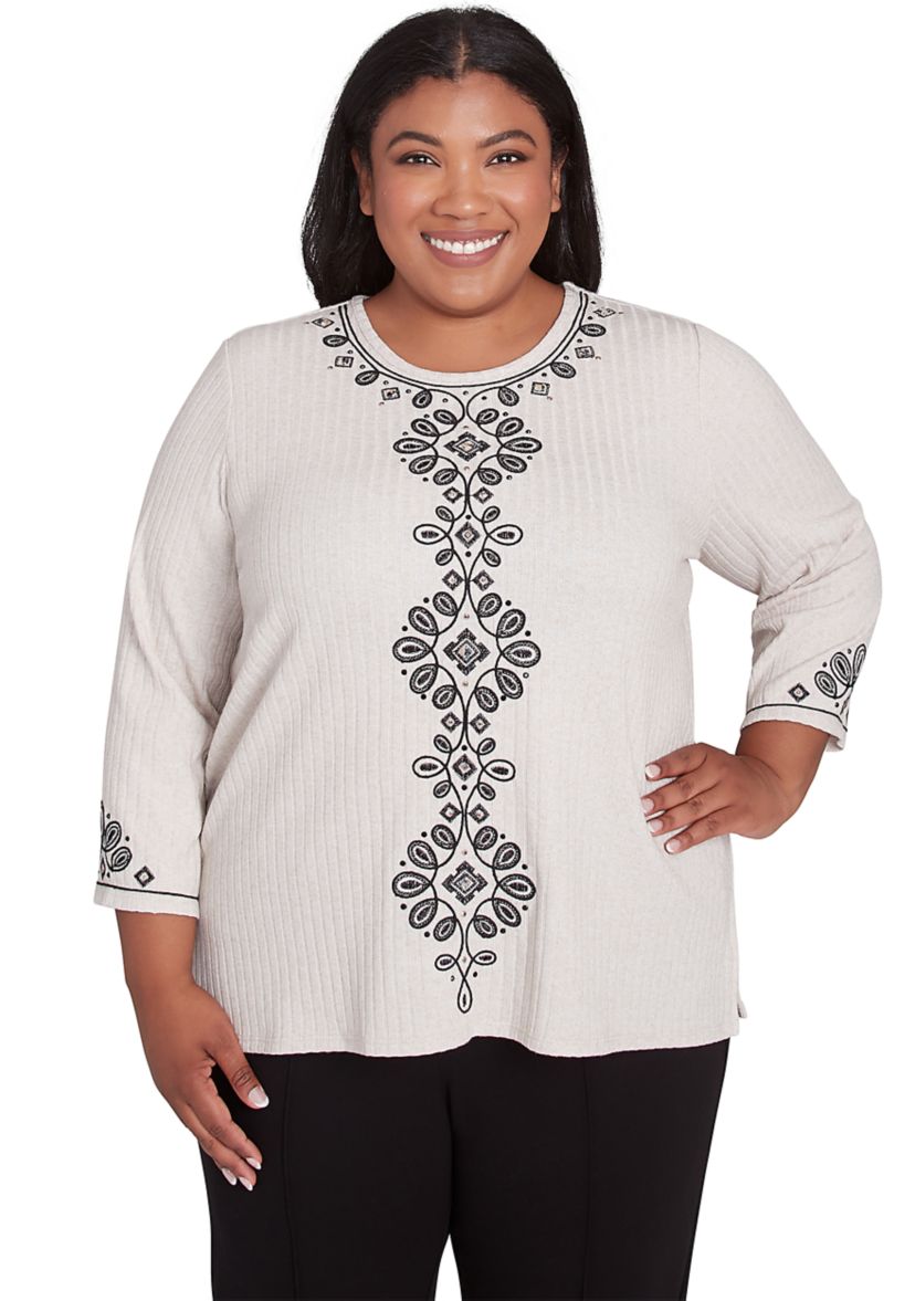 Plus Size Romancing The Stone Medallion Center Top